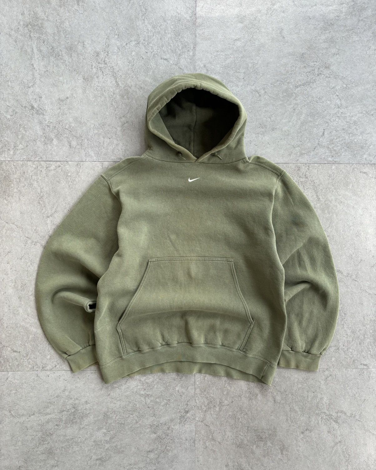 Nike × Vintage 90s Vintage Nike Center Swoosh Olive Hoodie | Grailed