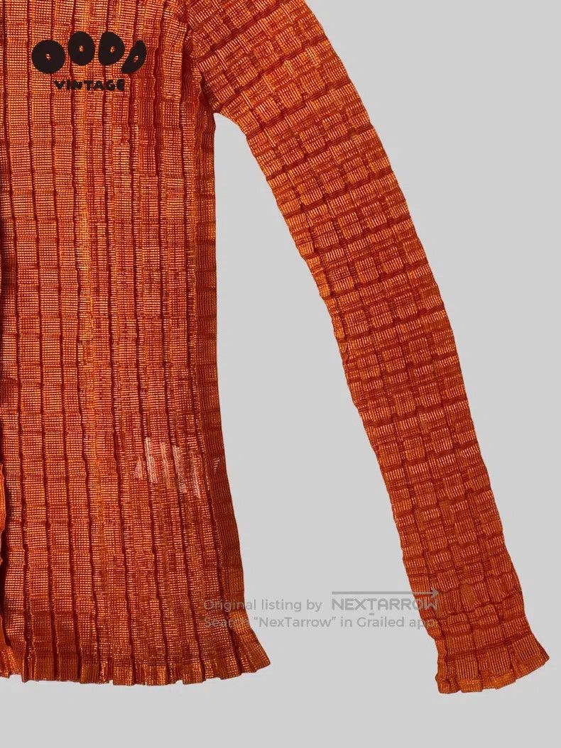 Issey Miyake Issey Miyake Size: Medium Golden Orange Plaid Pleated Shirt Size US S / EU 44-46 / 1 - 6 Thumbnail