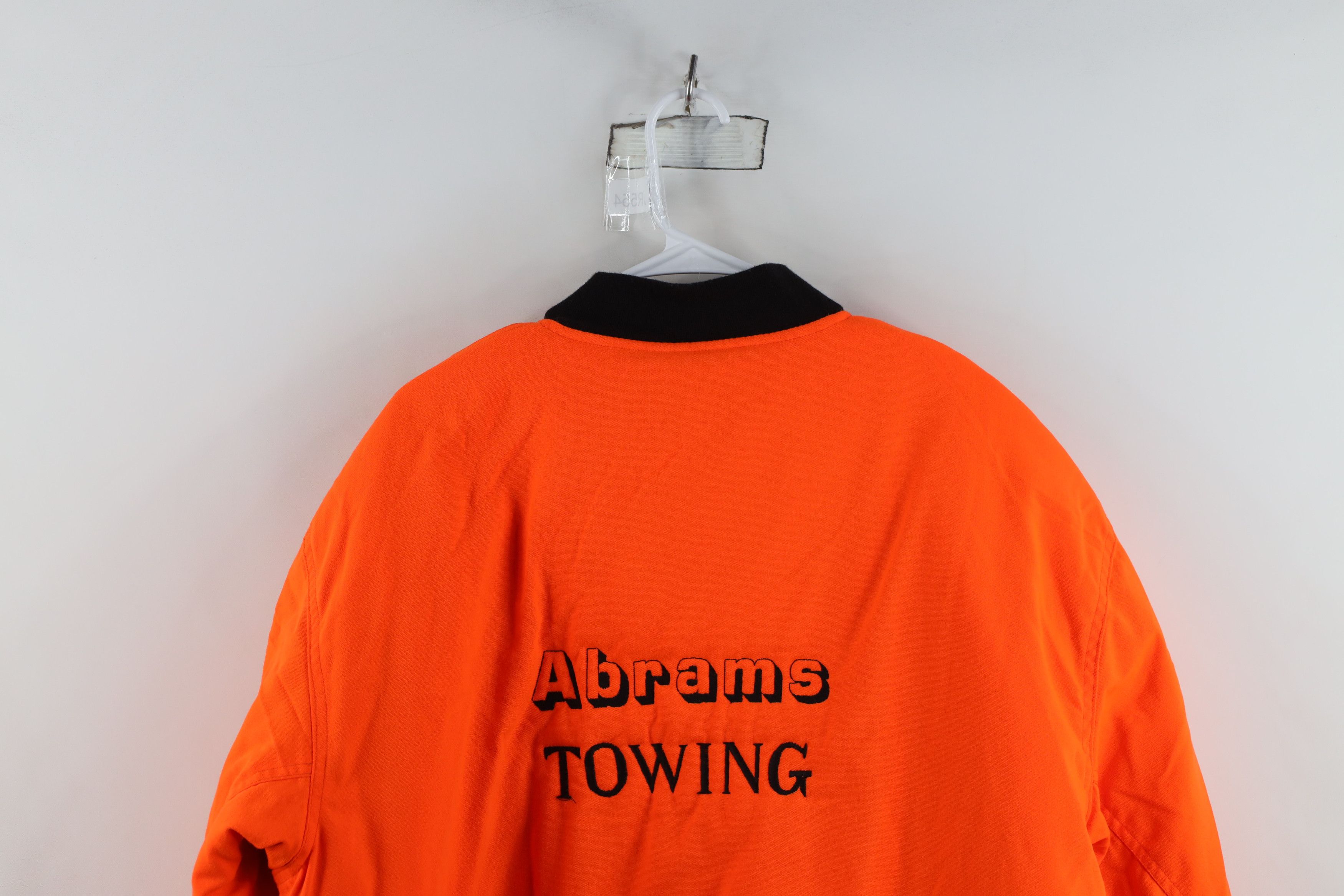 Vintage 90s Abrams Towing Quilted Bomber Jacket Blaze Orange