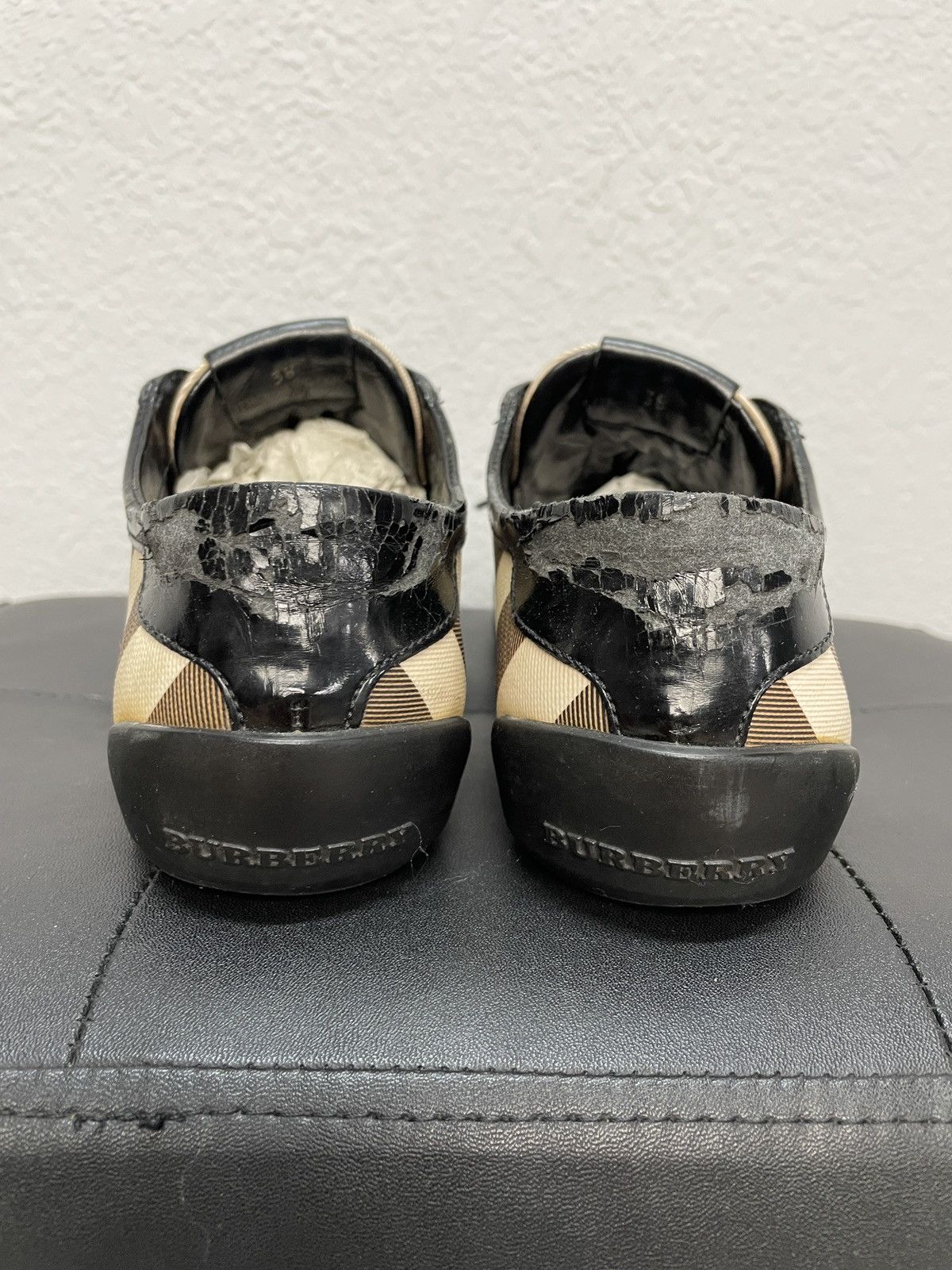 Burberry × Vintage Vintage Y2K Burberry Nova check Leather Sneakers Shoes Size US 8 / IT 38 - 12 Thumbnail