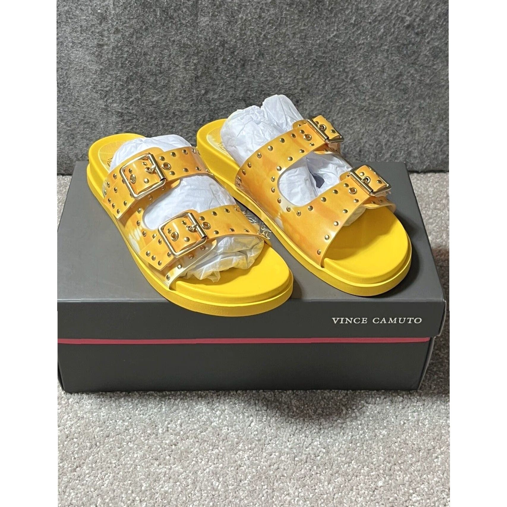 Vince Camuto Vince Camuto Platform Slide Sandals Sz 6 Tie Dye Studded Edgy Y2K Womens Slide Shoe Yellow - Women - 6 - Tie Dye - Sandal Size US 6 / IT 36 - 3 Thumbnail