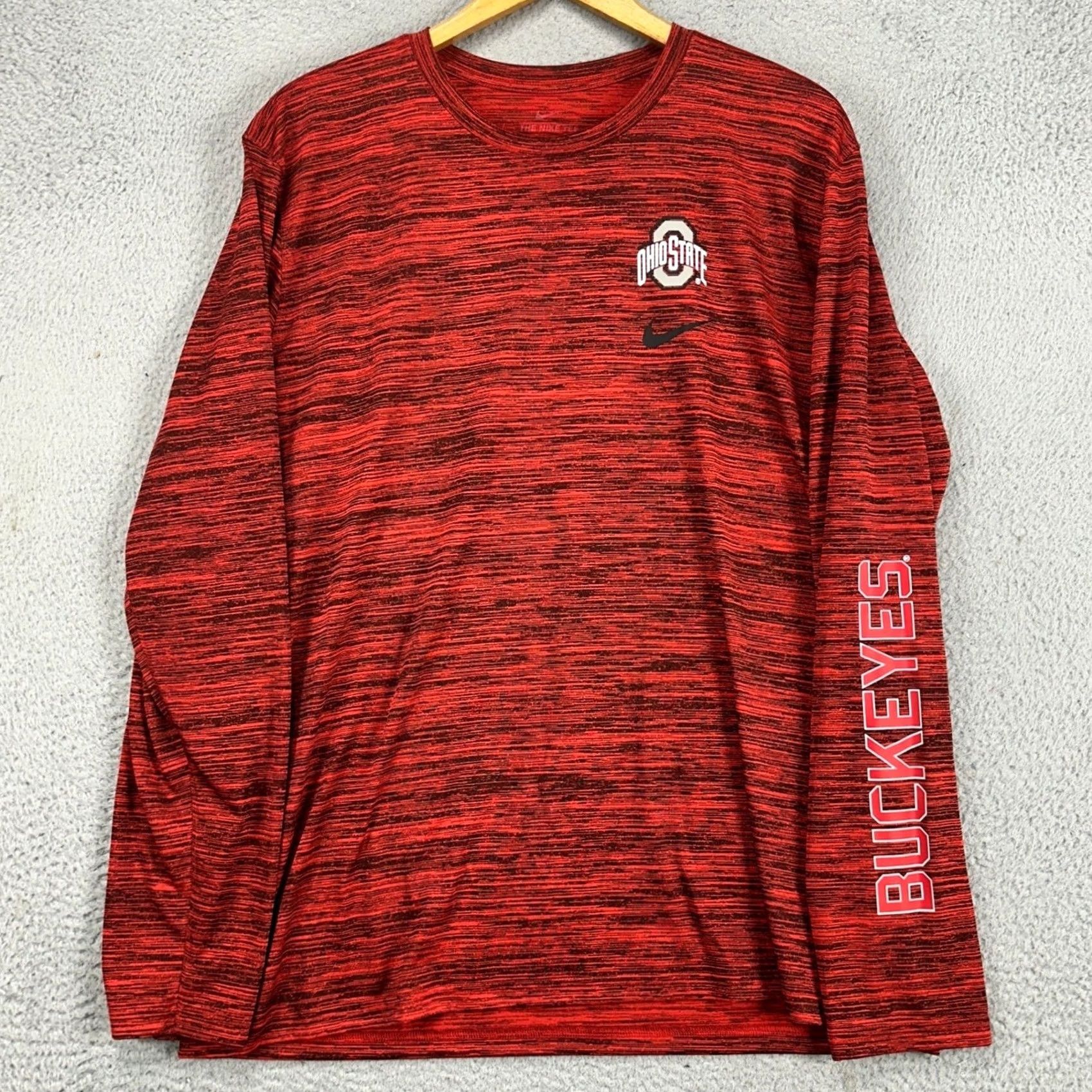 Nike Nike Ohio State Buckeyes Mens Long Sleeve T-Shirt XL Red Black Logo Crewneck Tee Size US XL / EU 56 / 4 - 2 Thumbnail