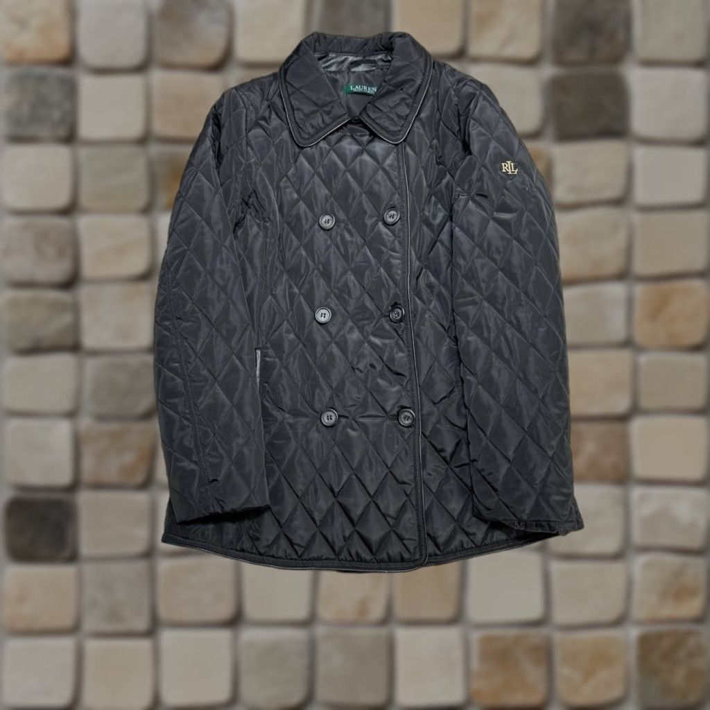 Ralph Lauren Lauren Ralph Lauren Peacoat Womens Small Black Quilted Diamond Double Breasted Coat S Black Womens Pea Coat Size S / US 4 / IT 40 - 1 Thumbnail