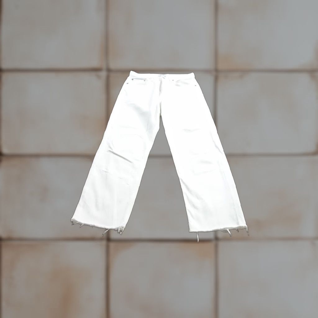 AGOLDE Jeans Womens 25 White Distressed Crop Straight Denim 90s