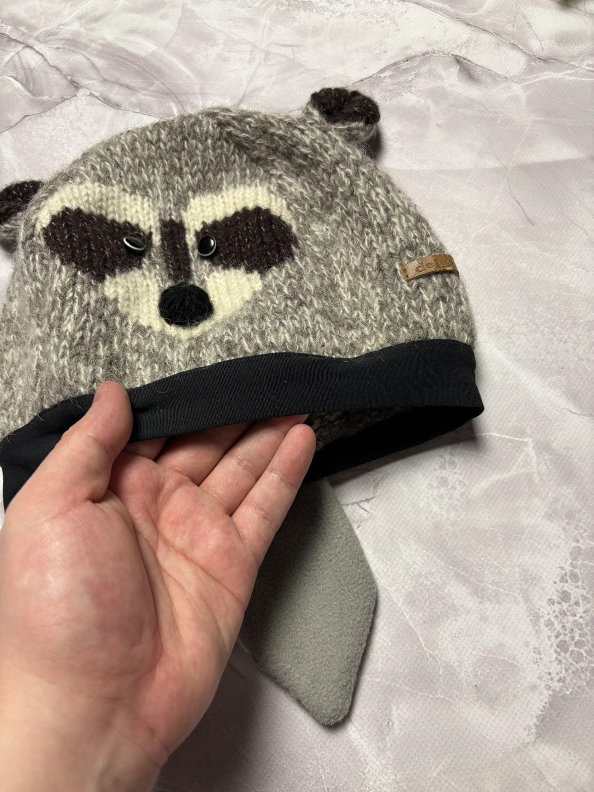 Other deLux Raccoon Knit Beanie Animal Costume Tail Ears One Size Size ONE SIZE - 7 Thumbnail