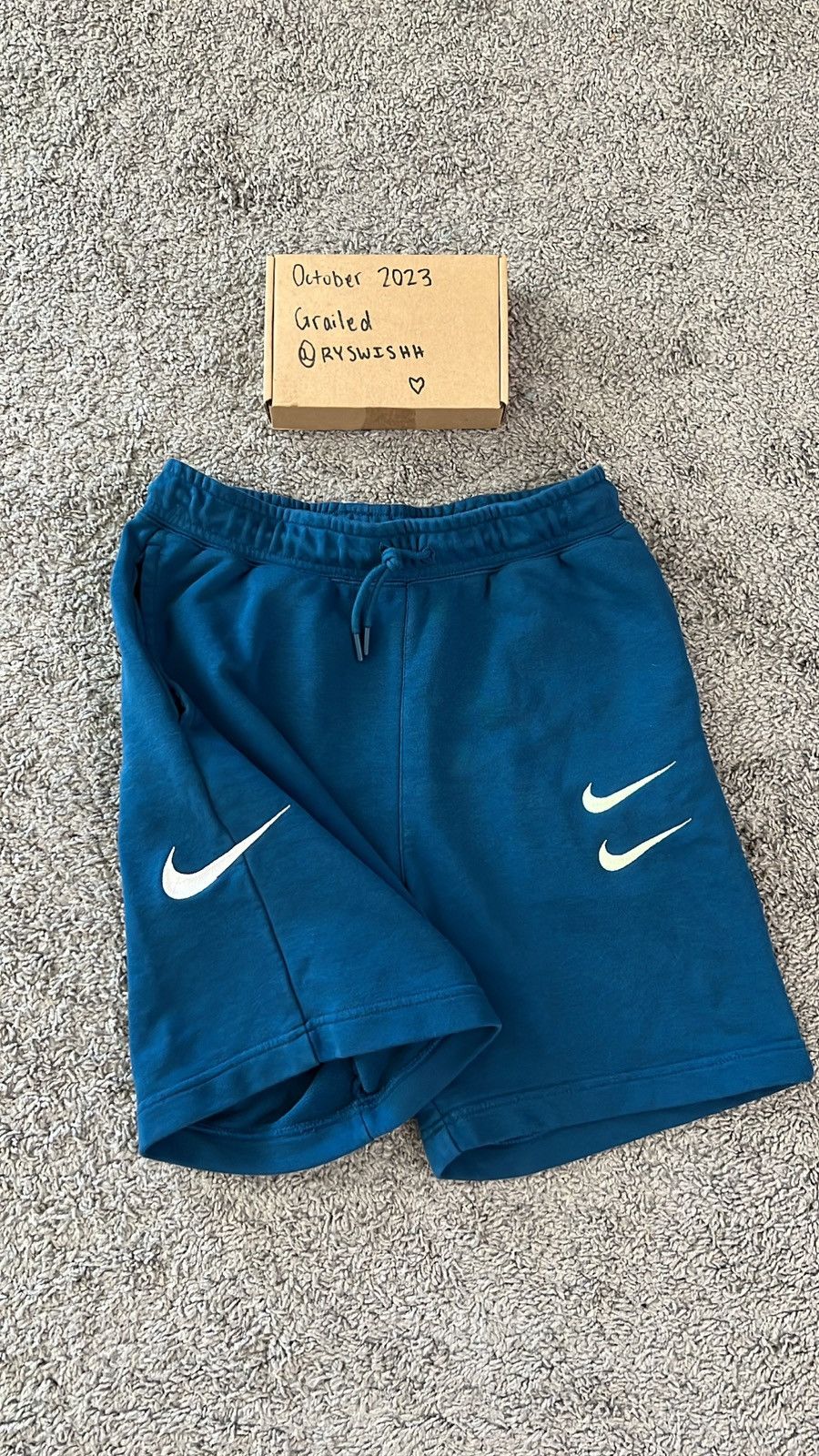 Nike Nike Turquoise Blue Double Swoosh Shorts Size US 30 / EU 46 - 2 Thumbnail