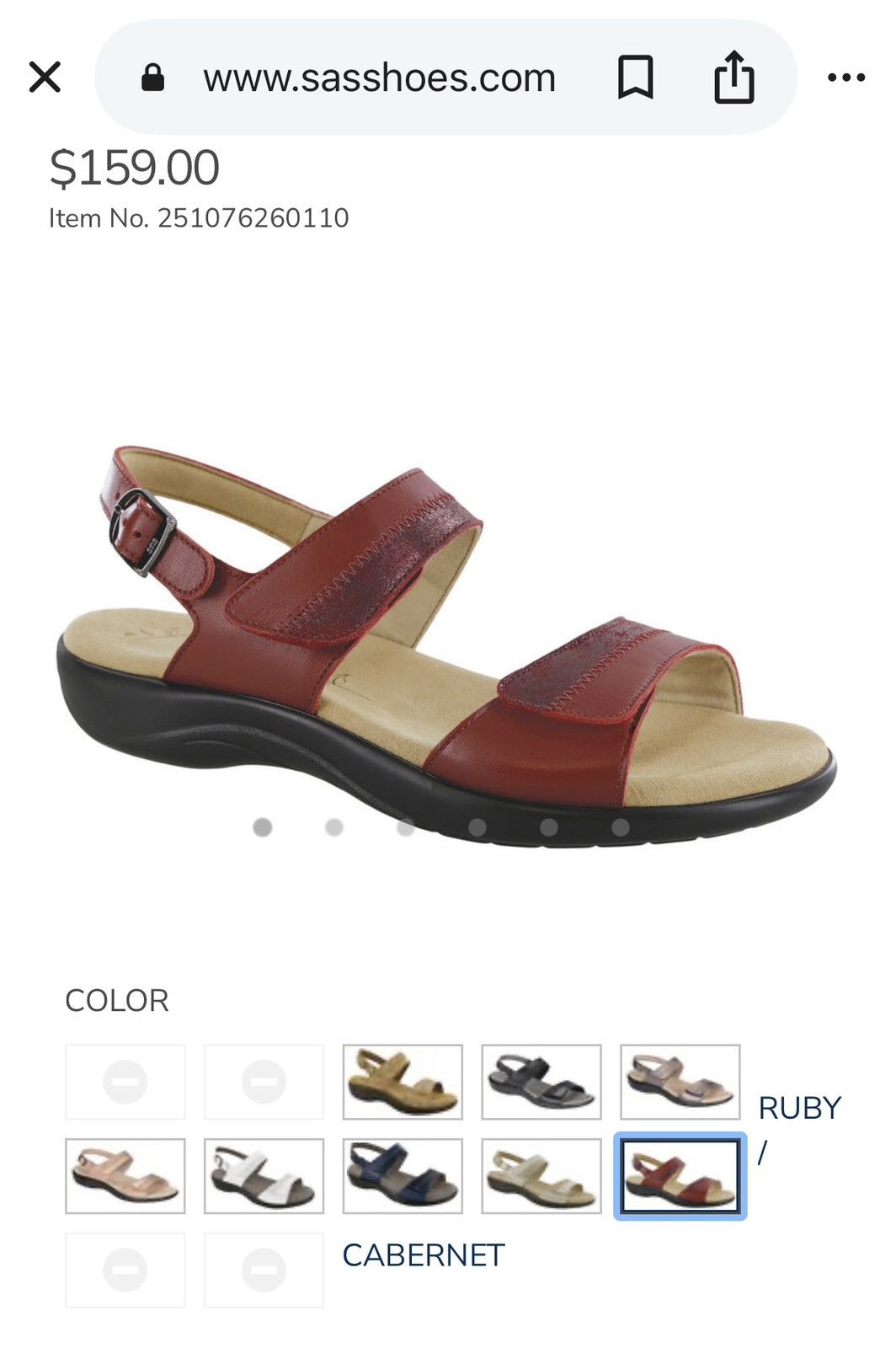 SAS SAS Nudu Heel Strap Sandal Ruby Cabernet Size 8 N (narrow) Size US 8 / IT 38 - 11 Thumbnail