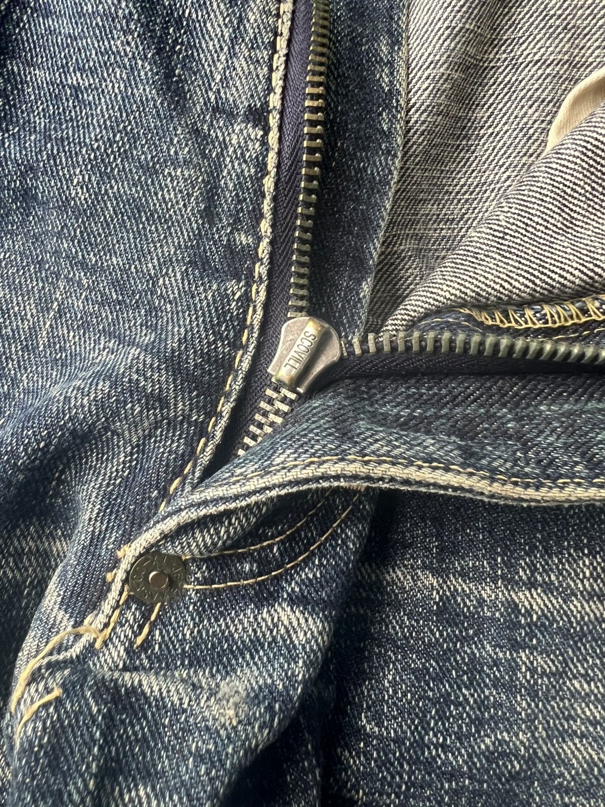Samurai Jeans Vintage Jett Rink Texas 🇯🇵 Beautiful Fade Wear Selvaged Denim Size US 33 - 11 Thumbnail