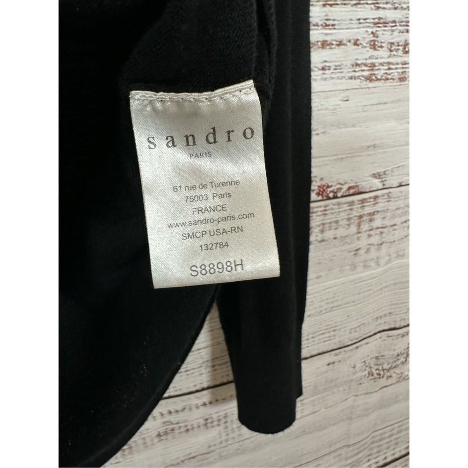 Sandro Sandro Paris Wool Cashmere Lace Accent Blouse Black, Small Size S / US 4 / IT 40 - 8 Thumbnail