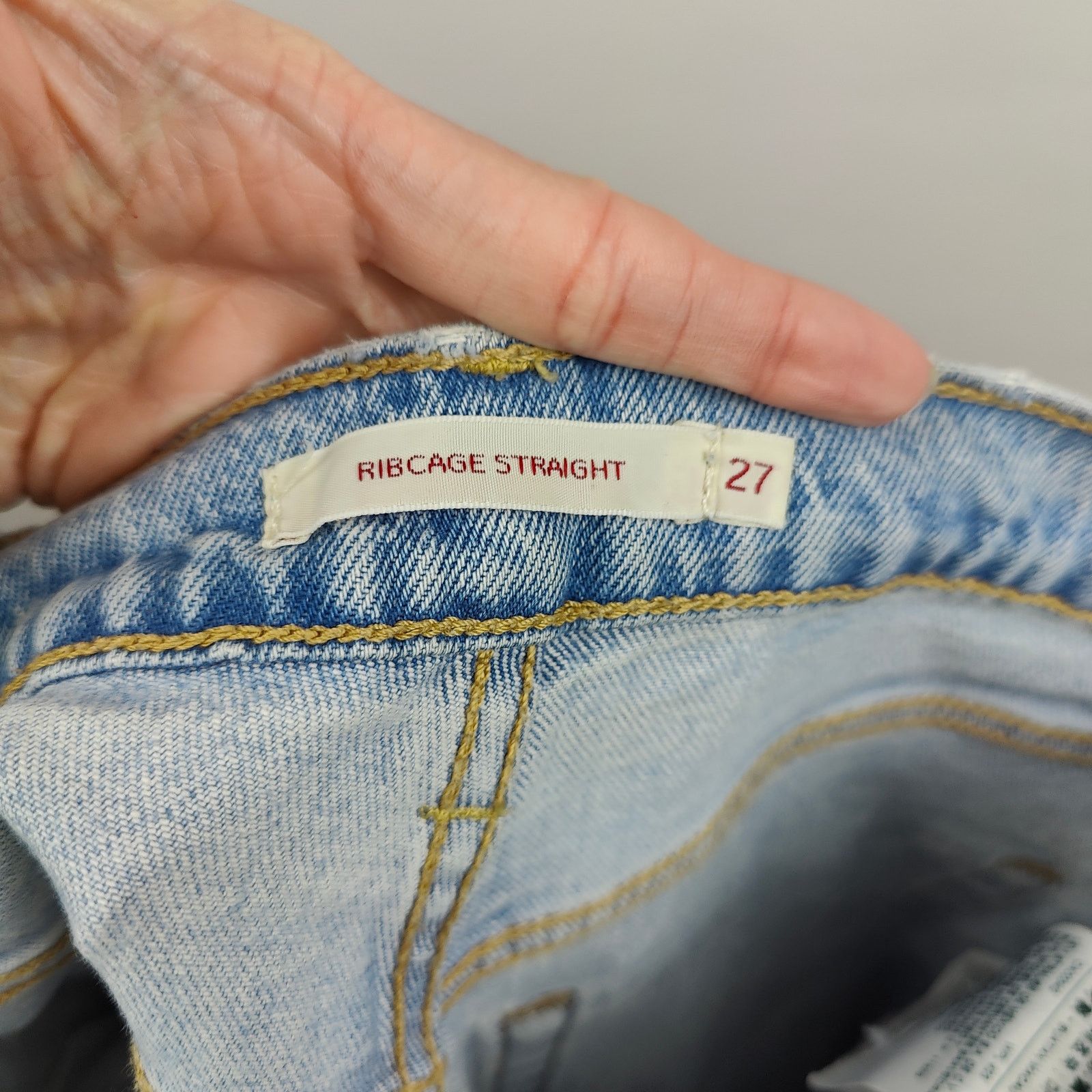 Levi's Levis Ribcage Straight Jeans Womens 27 Light Wash Knee Rips Size 27" / US 4 / IT 40 - 10 Thumbnail