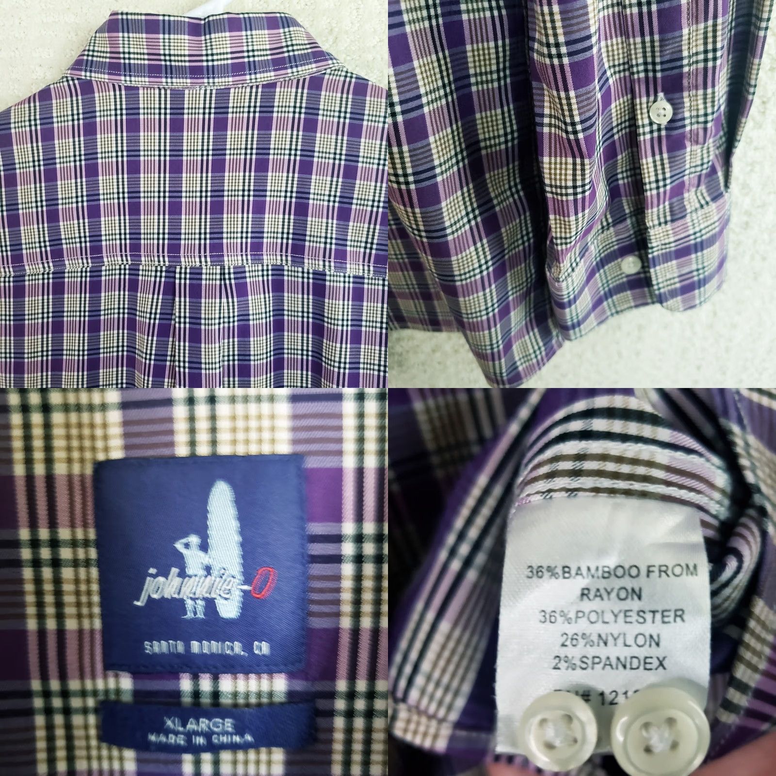 johnnie-O johnnie-O Shirt Men's XL Blue Purple Check Long Sleeve Button Up Casual Size US XL / EU 56 / 4 - 9 Thumbnail