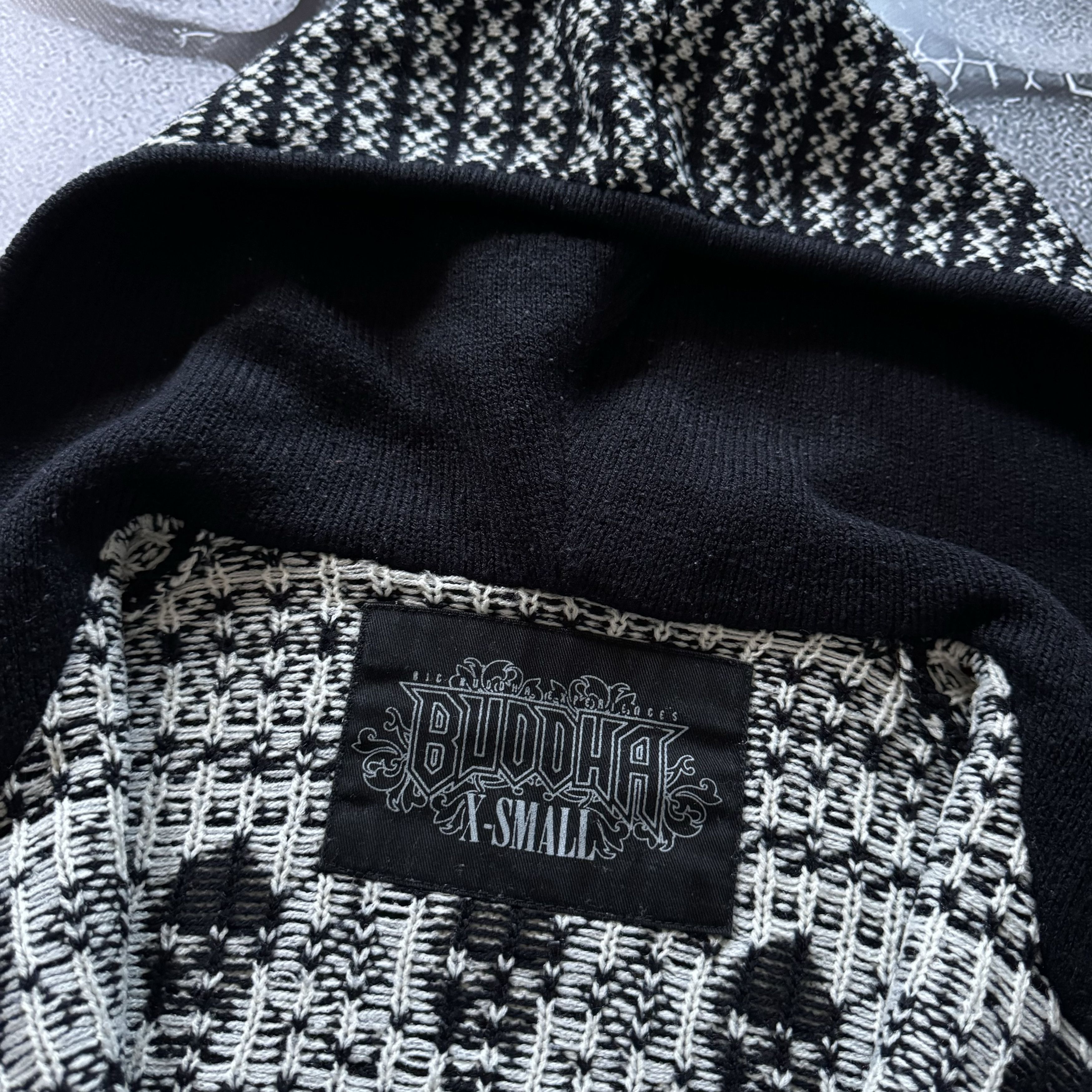 Japanese Brand × Vintage BUDDHA KNITTED ZIP HOODIE SKULLS GHOTIC OPIUM STYLE Y2K Size US XS / EU 42 / 0 - 4 Thumbnail