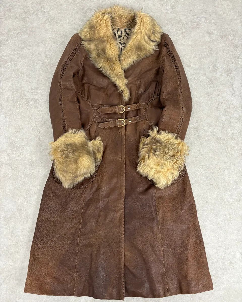 Roberto Cavalli 2000s Roberto Cavalli Brown Premium Leather Fur Trench Coat Size M / US 6-8 / IT 42-44 - 1 Thumbnail
