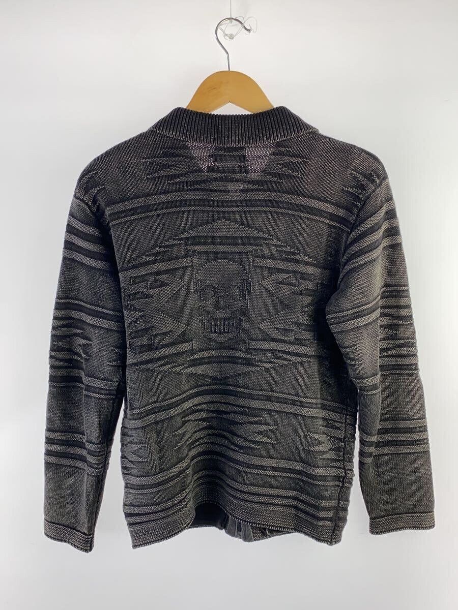 Skull Pattern Zip Knit Cardigan