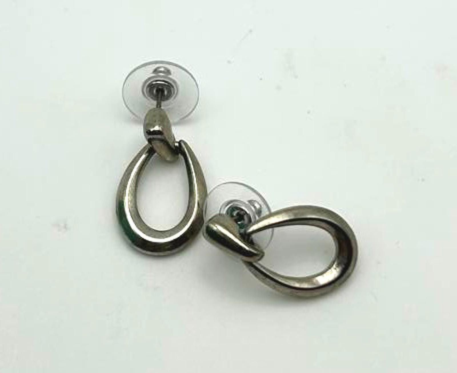 Elie Tahari Unisex Minimalist Sculptural Silver Tone Hoop Earrings Size ONE SIZE - 1 Thumbnail