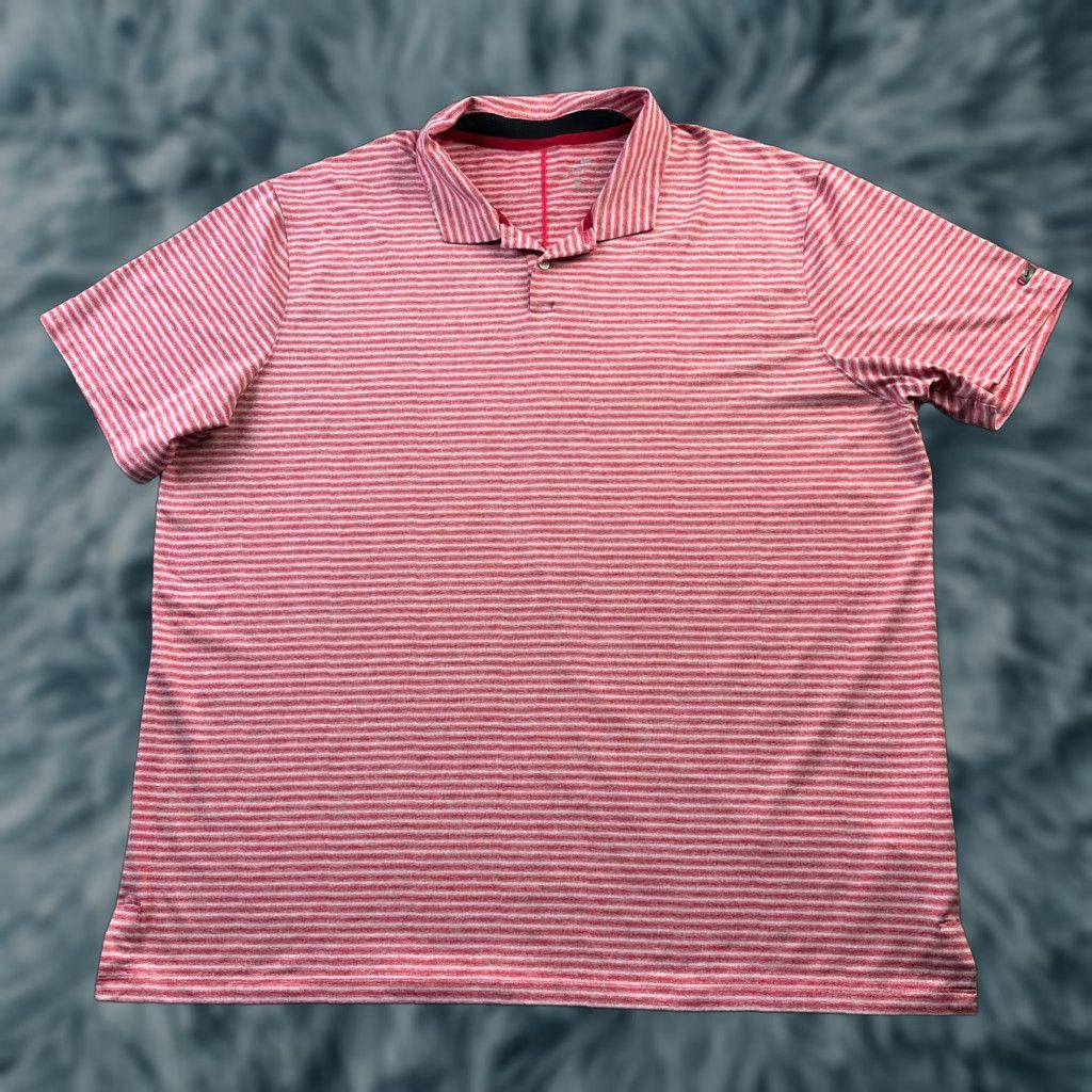 Nike Nike Tiger Woods Polo Shirt Mens 2XL Red Dri Fit Striped Short Sleeve Collared Button Size US XXL / EU 58 / 5 - 1 Thumbnail