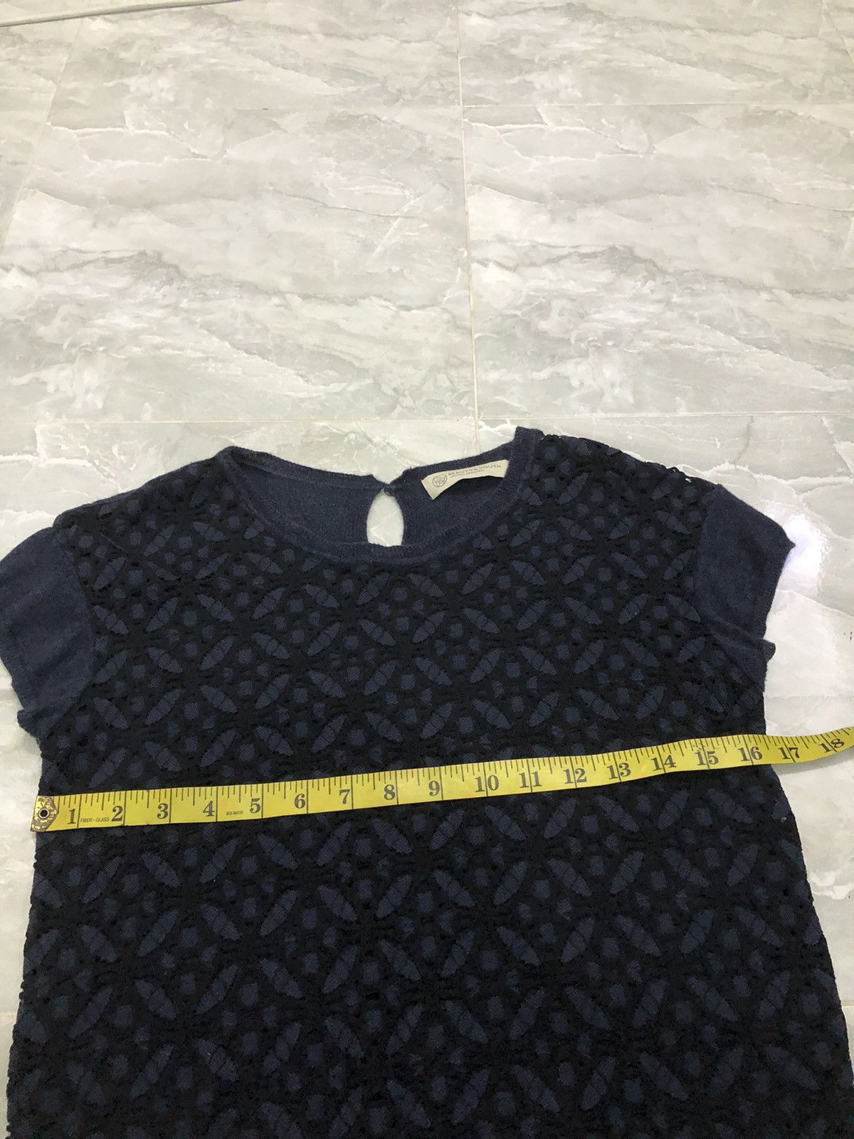 Japanese Brand Beauty & Youth Lace Knit Navy Top Size XS / US 0-2 / IT 36-38 - 11 Thumbnail