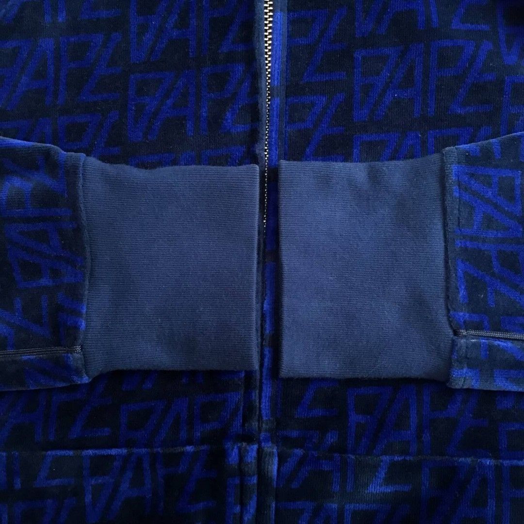 Bape BAPE Logo Monogram Velour Shark Full Zip Hoodie APE Size US S / EU 44-46 / 1 - 6 Thumbnail