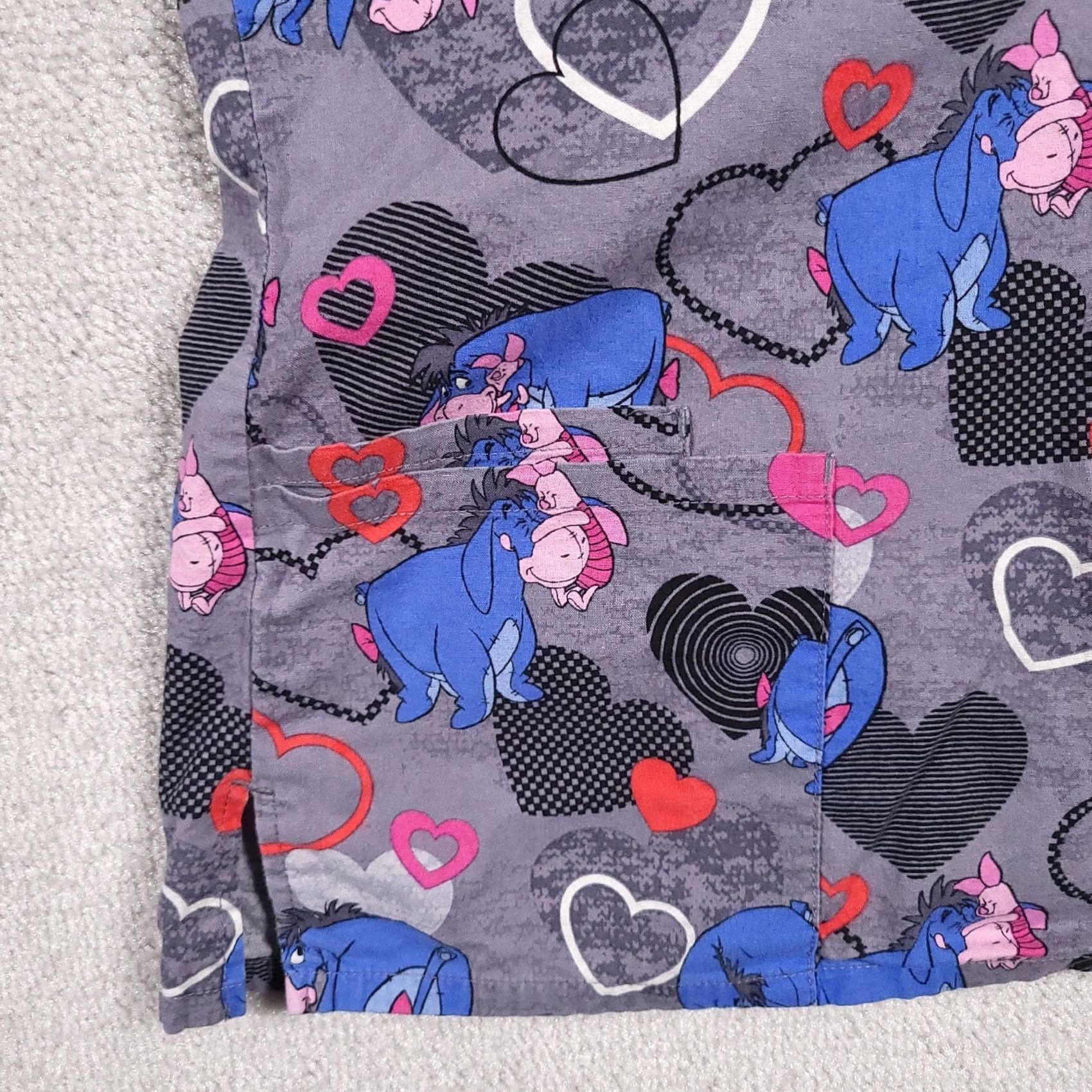 Disney Disney Scrub Top Womens M Gray Blue Short Sleeve Eeyore Piglet Nursing Medical Size XS / US 0-2 / IT 36-38 - 4 Thumbnail