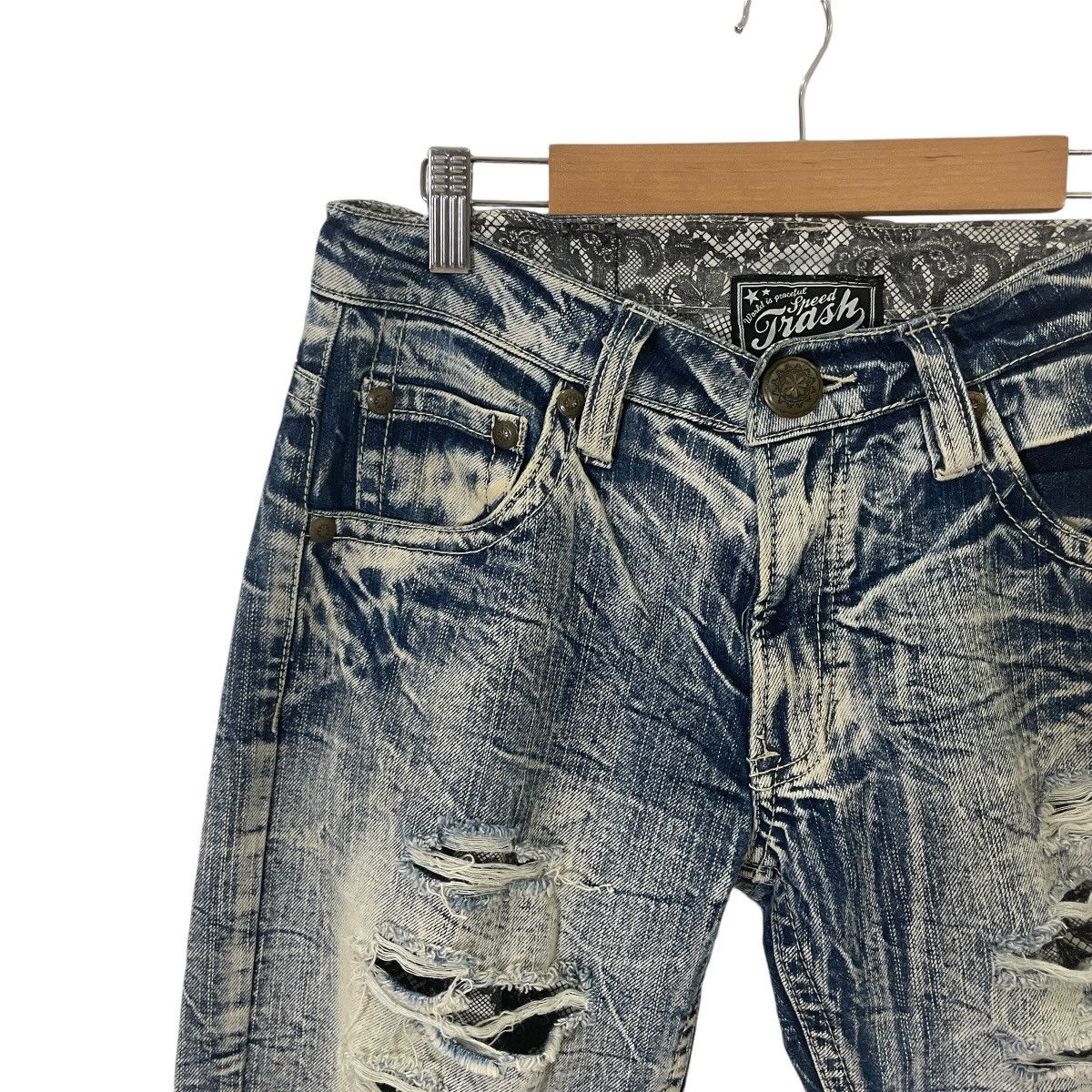 Japanese Brand Vintage Speed Flash Distressed Denim Jeans Size US 31 - 3 Thumbnail
