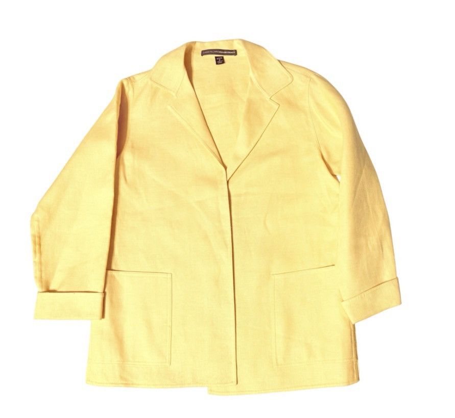 Ellen Tracy Linda Allard Ellen Tracy Yellow Linen Jacket Sz 4P Tailored Size S / US 4 / IT 40 - 1 Thumbnail