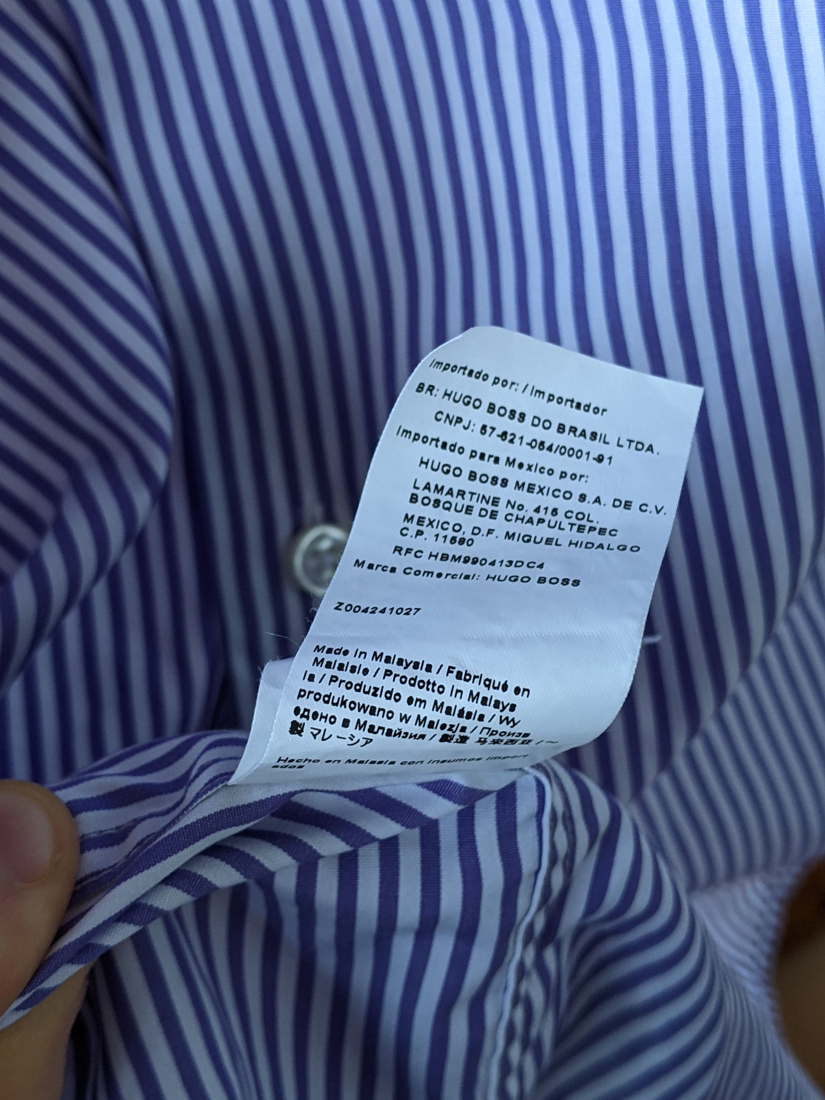 Hugo × Hugo Boss Hugo Boss Purple Striped Cotton Longsleeve Shirt Geraldino Size US XL / EU 56 / 4 - 18 Thumbnail