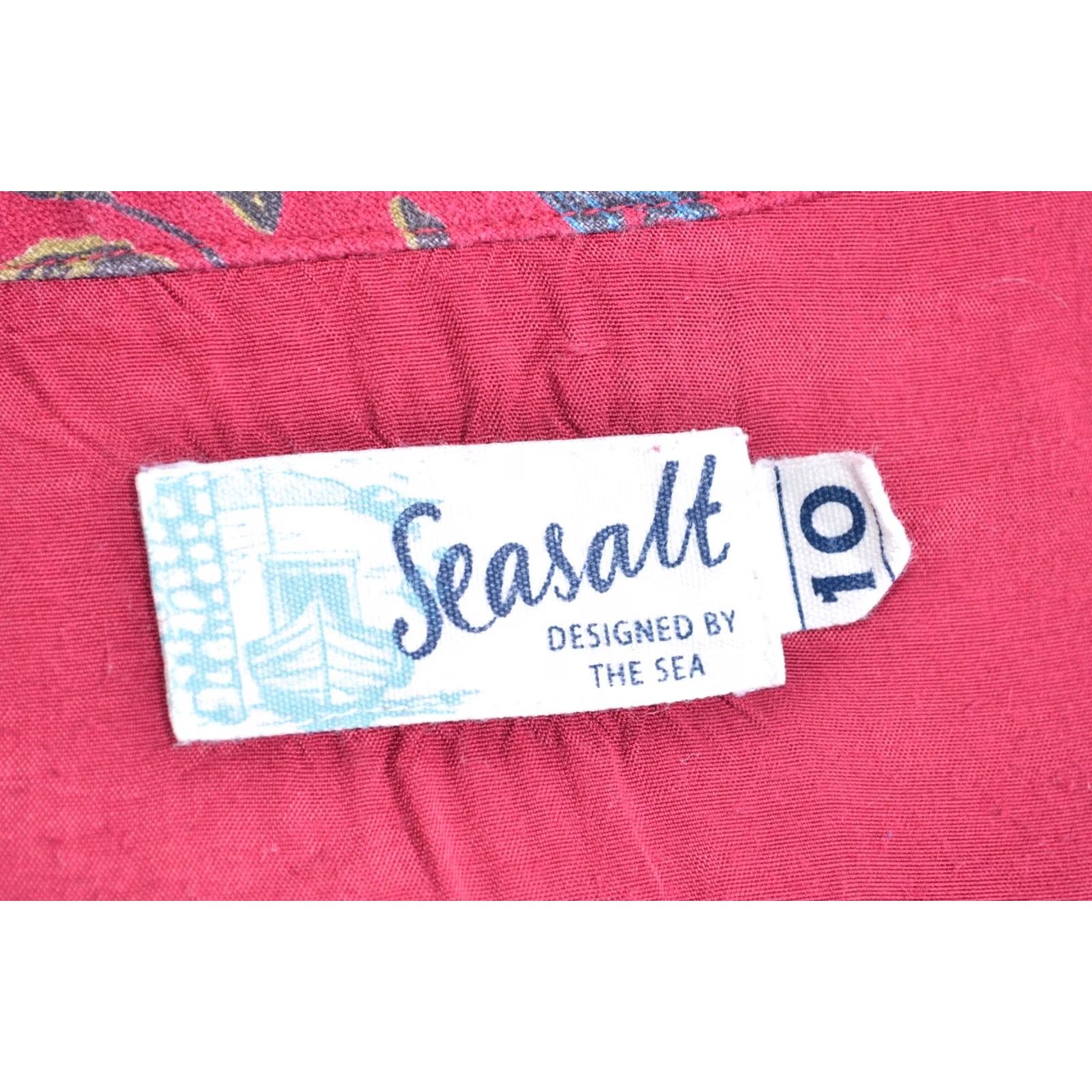 Vintage Seasalt Dress Flower Print Pockets Size UK10, Red, Knee Length, Long Sleeve A-Line, Boat Neck, 100% Cotton, Casual, Womens, Vintage? No Size L / US 10 / IT 46 - 6 Thumbnail