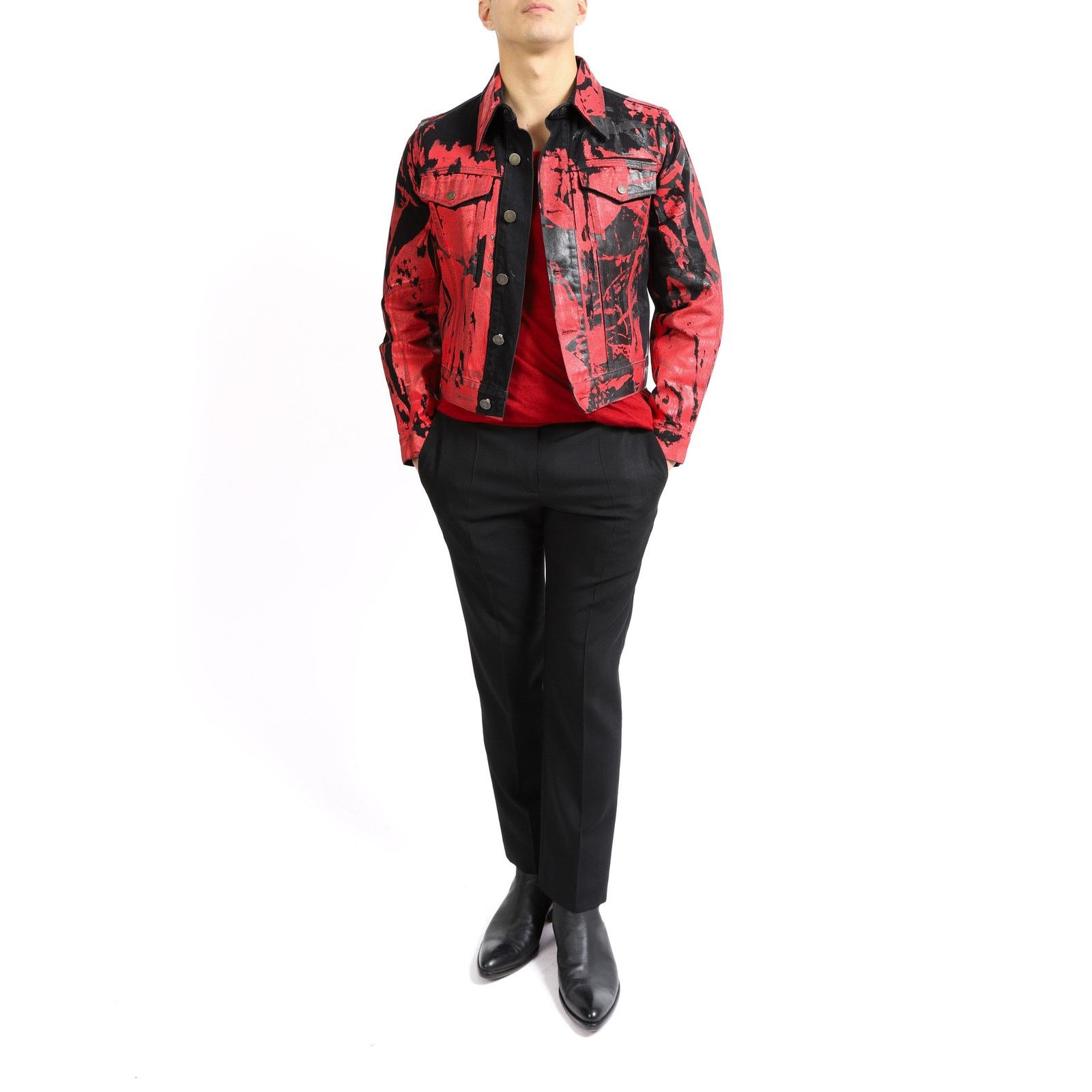 Calvin Klein 205W39NYC FW18 Red Warhol Screenprinted Denim Jacket Size US S / EU 44-46 / 1 - 3 Thumbnail