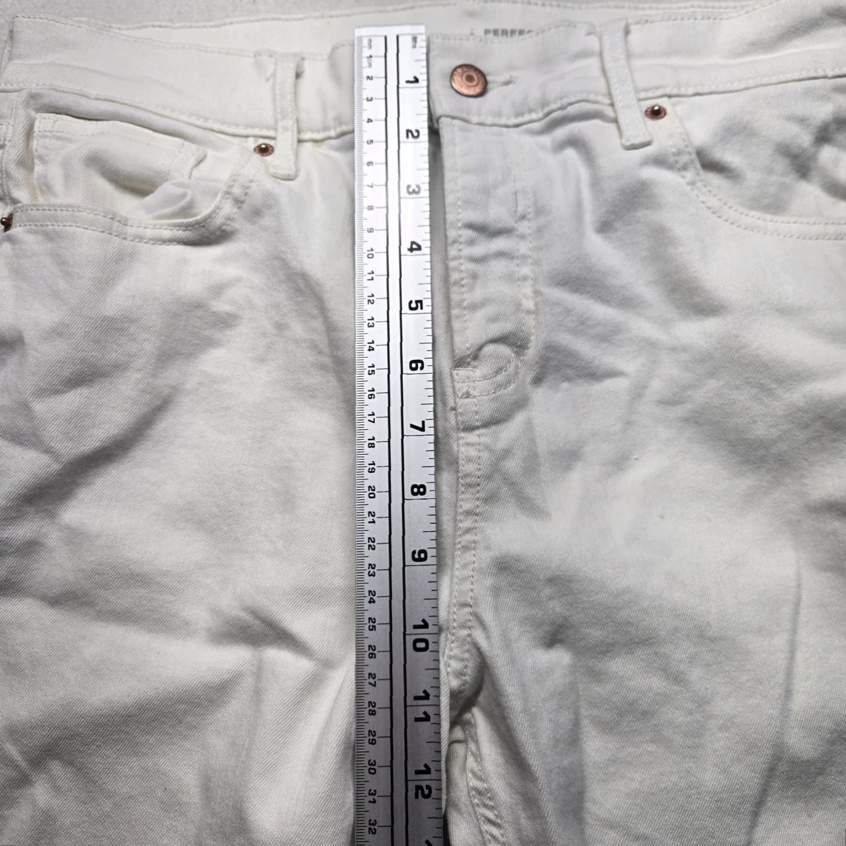 Old Navy Old Navy Pants Chino Straight Women 12 Mid Gray White - Casual Workwear, Flat Front, Button Zipper, Stretch, Machine Washable, Regular Rise, 12 Women Size 34" / US 12 / IT 48 - 6 Thumbnail