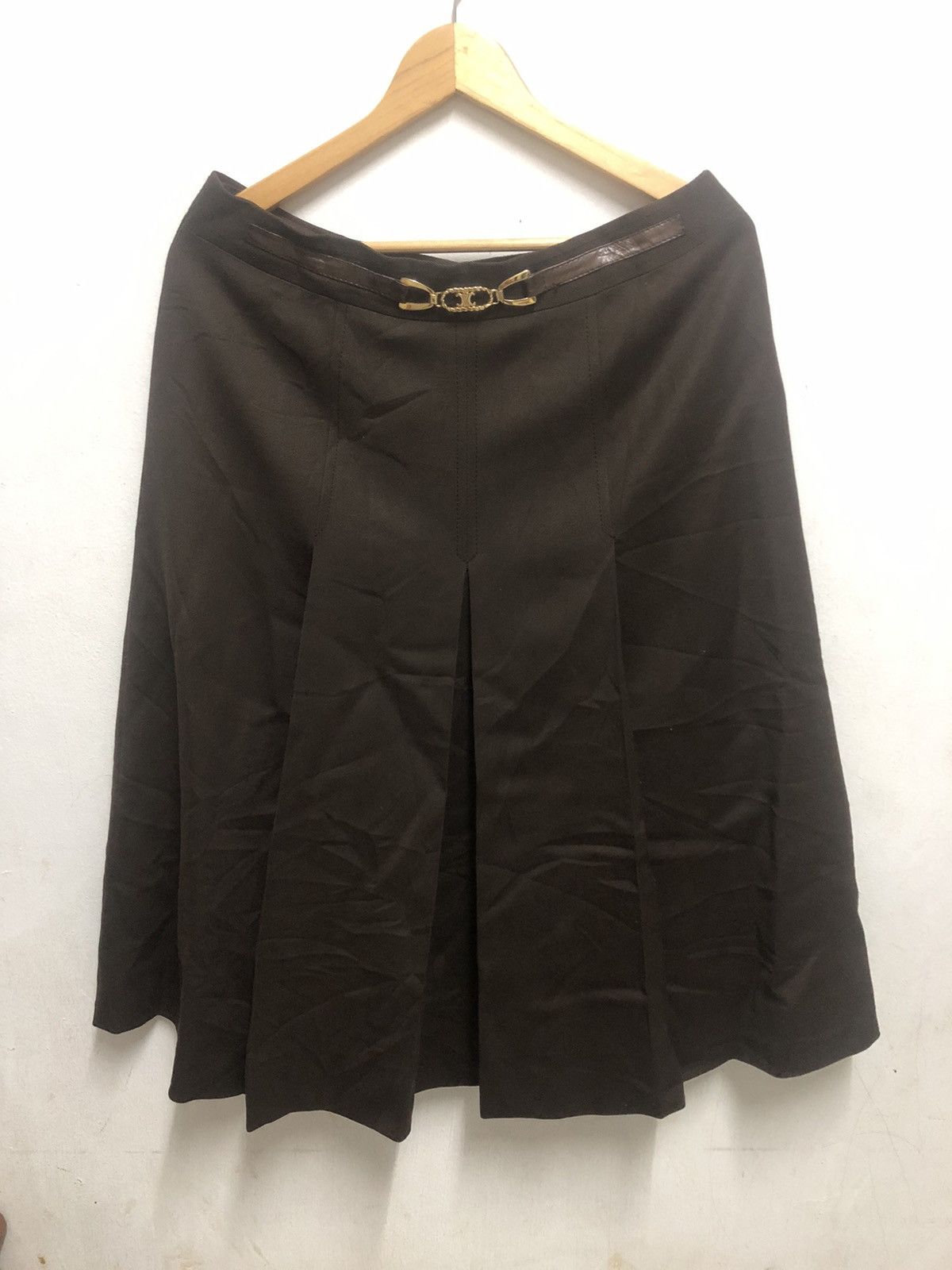 Celine Vtg celine paris buckle brown midi skirt Size 34" / US 12 / IT 48 - 2 Thumbnail