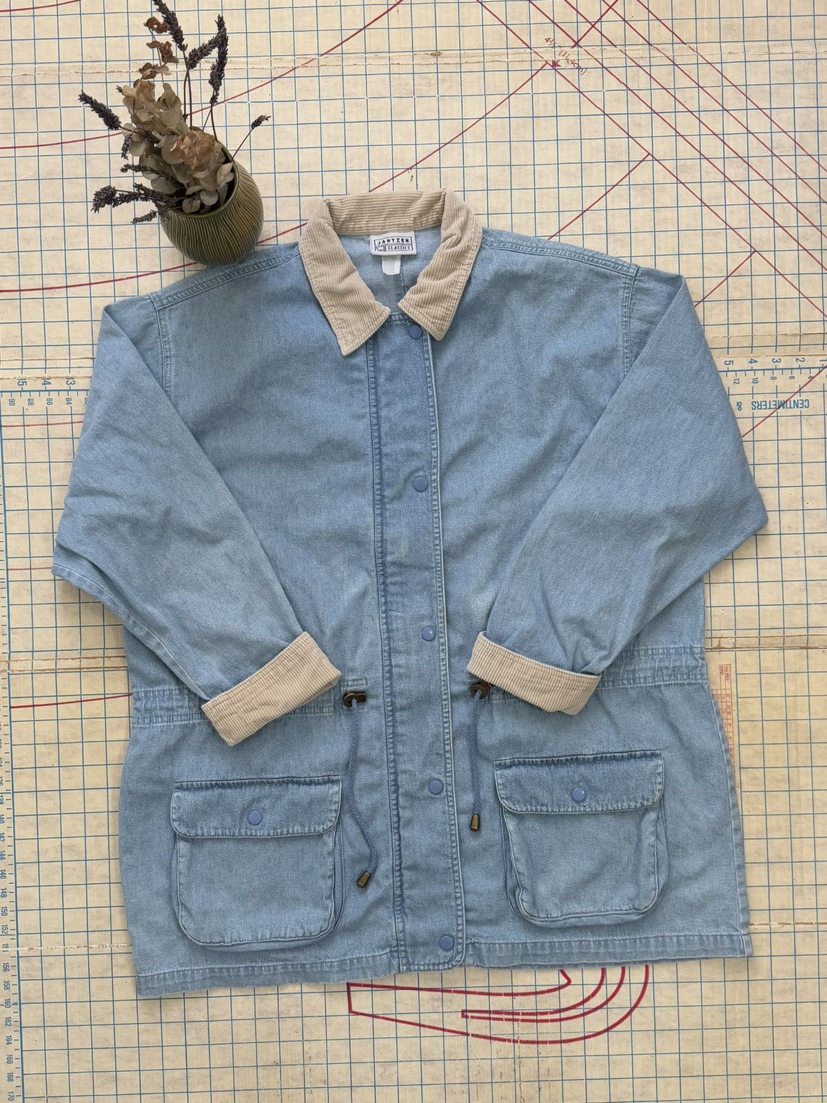 Jantzen × Vintage Vintage Jantzen Denim Chore Coat Barn Jacket Faded Denim Blu Size XL / US 12-14 / IT 48-50 - 7 Thumbnail