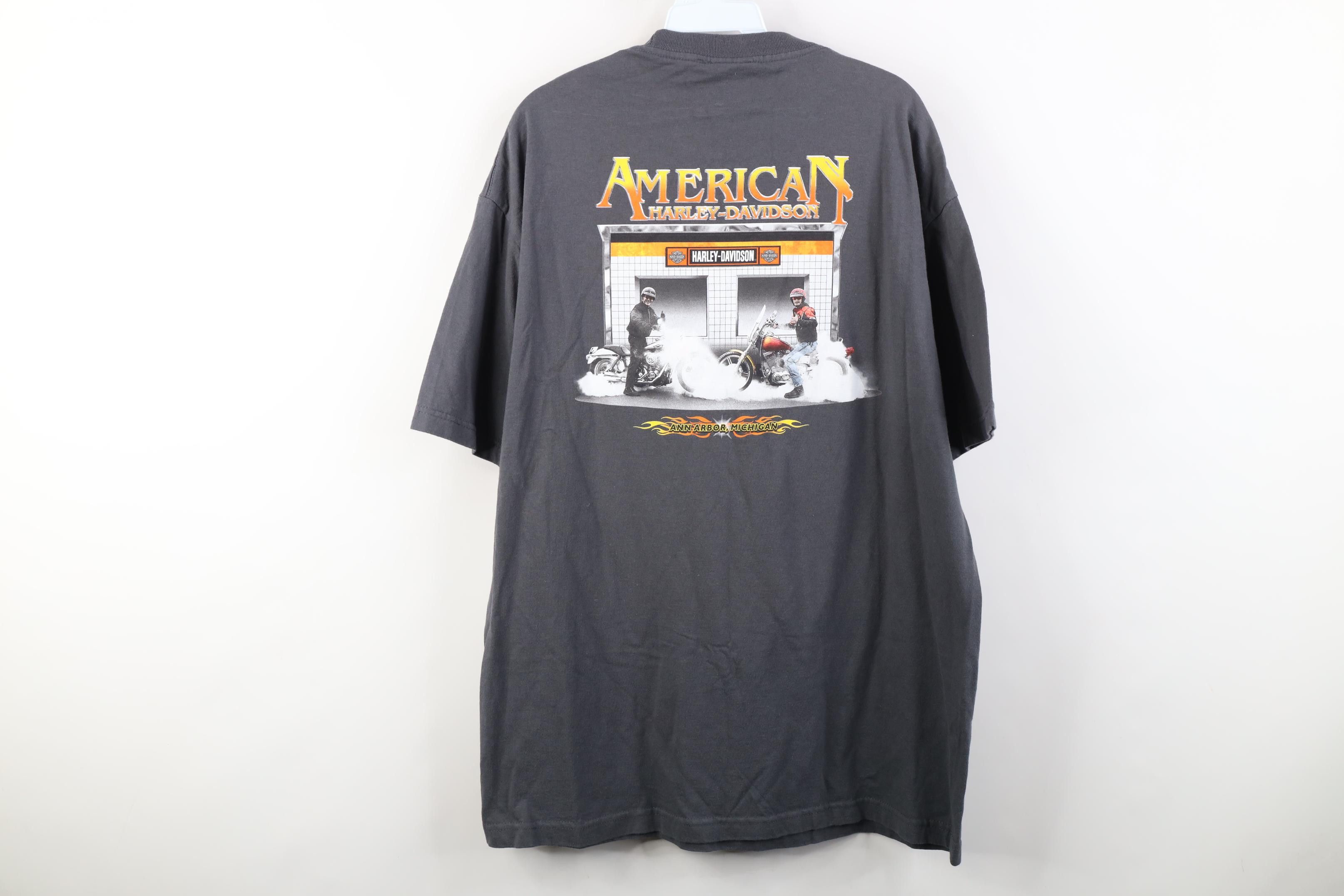 Harley Davidson Vintage Y2K 2005 Harley Davidson Fire Flames Arbor T-Shirt Size US XL / EU 56 / 4 - 11 Thumbnail