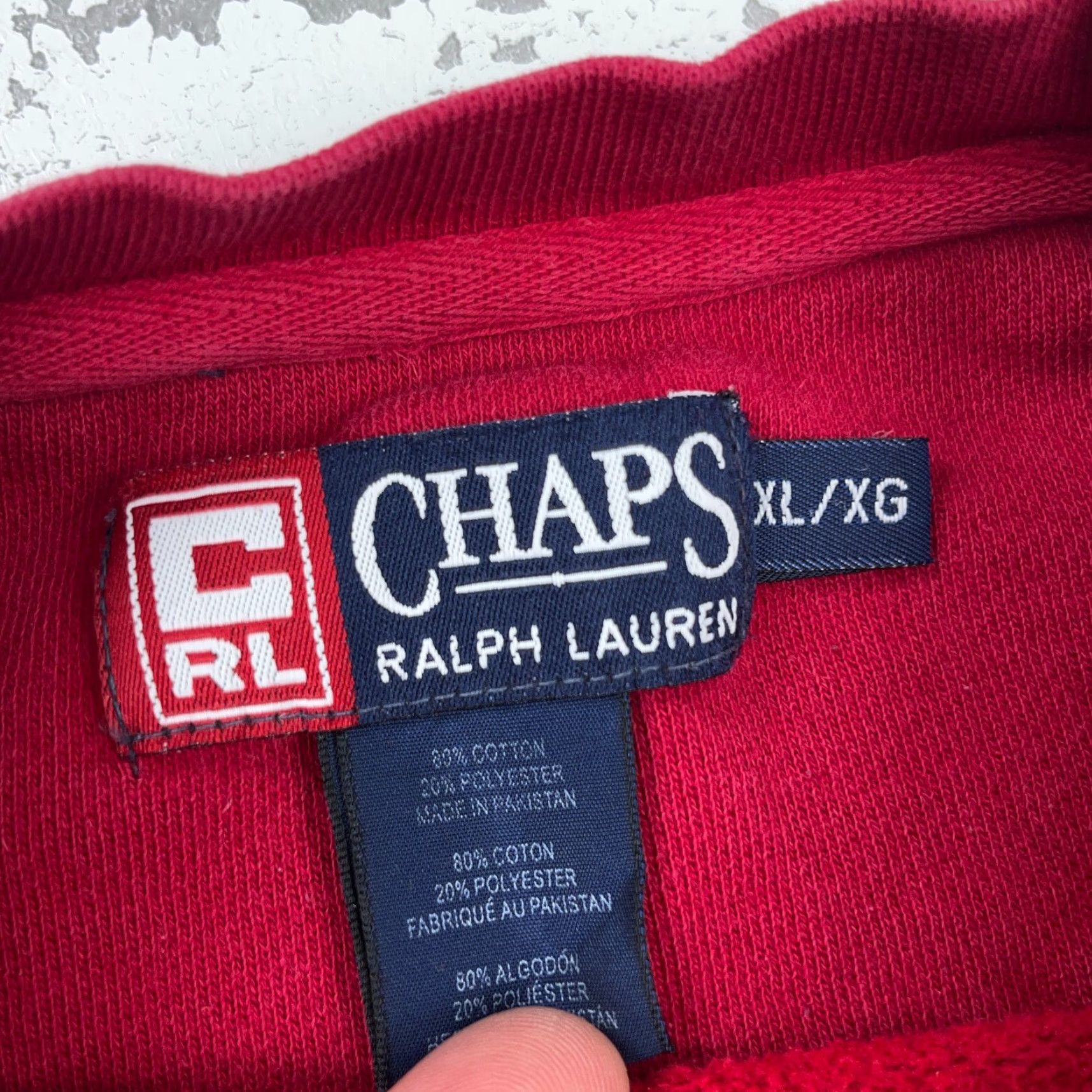 Chaps VINTAGE Chaps Sweatshirt Men XL Red USA Flag Spell Out Shirt Pullover Crew Neck Buttoned Heavyweight Classic USA Mens XL Red Size US XL / EU 56 / 4 - 3 Thumbnail