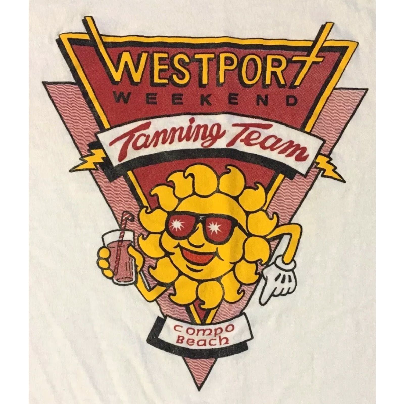 Vintage VINTAGE Westport Connecticut Tanning Team Faded Shirt L White Cotton Graphic Tee Mens 80s 90s Grunge Beach Surf Harley Davidson Single Stitch Size US L / EU 52-54 / 3 - 2 Thumbnail