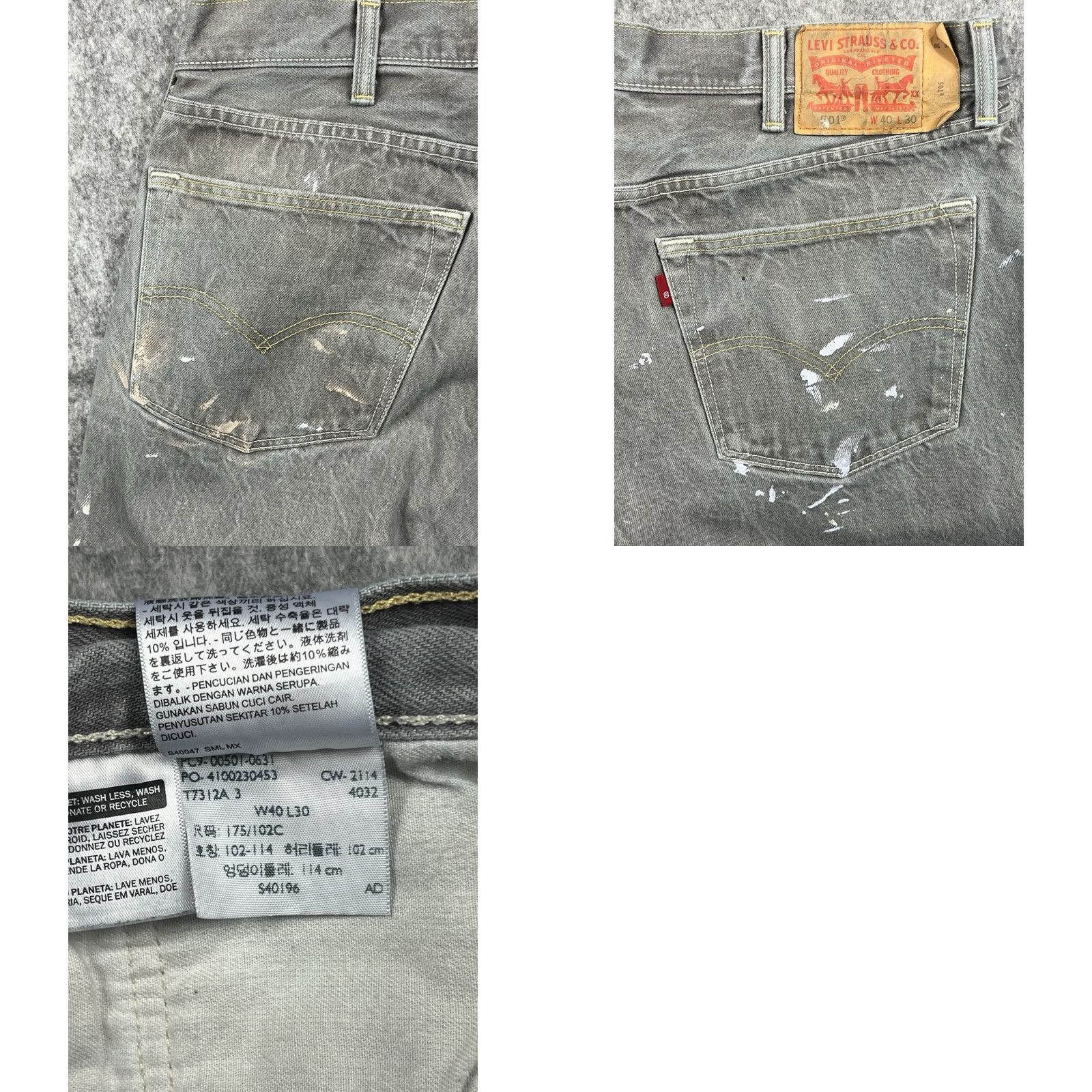 Levi's Levi's 501 Jeans Men's Gray Regular Fit Straight Leg Denim Size 40x30 Vintage 90s Size US 40 / EU 56 - 8 Thumbnail