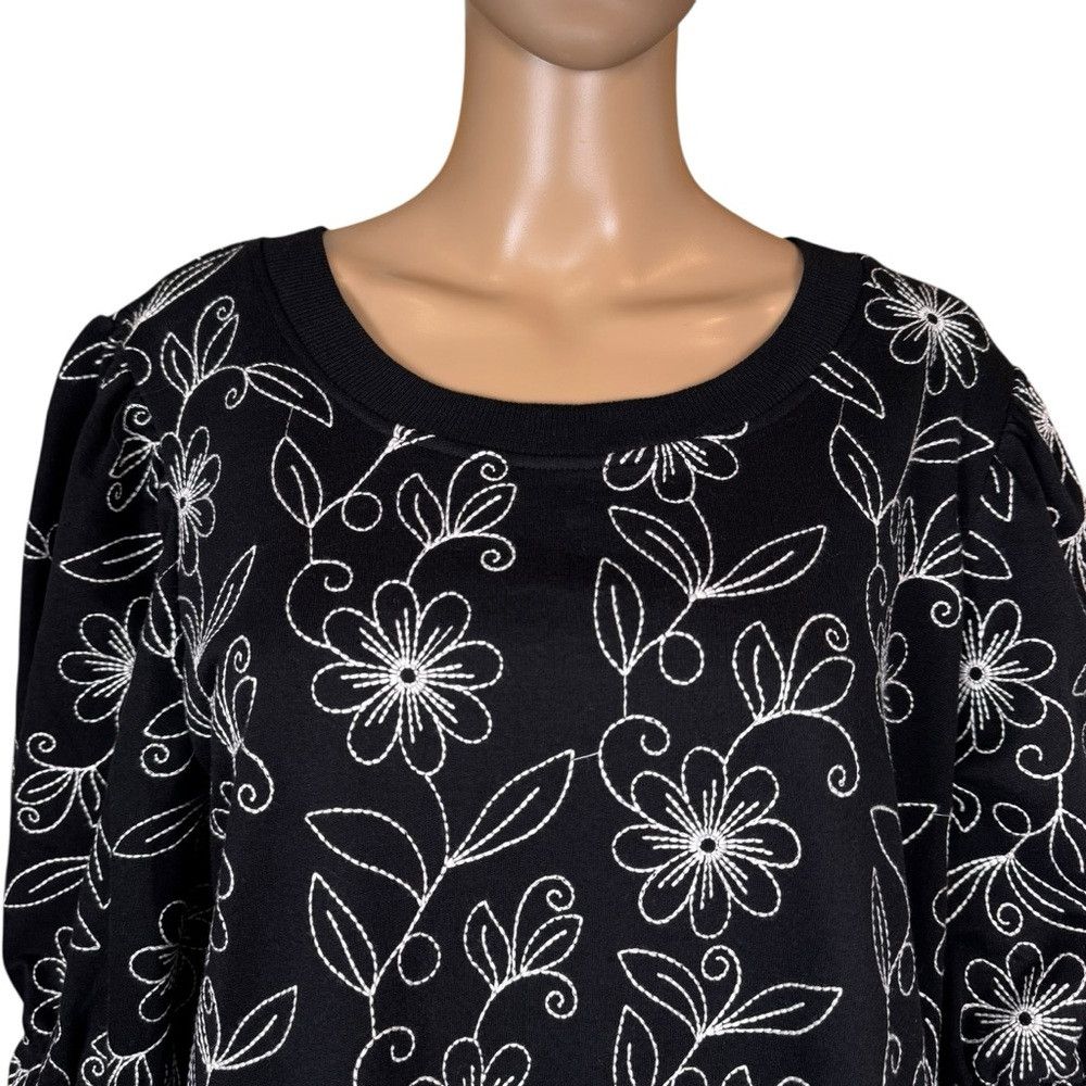Other NWT New Jane And Delancey Black Floral Embroidery Puff Shor Size XL / US 12-14 / IT 48-50 - 2 Thumbnail