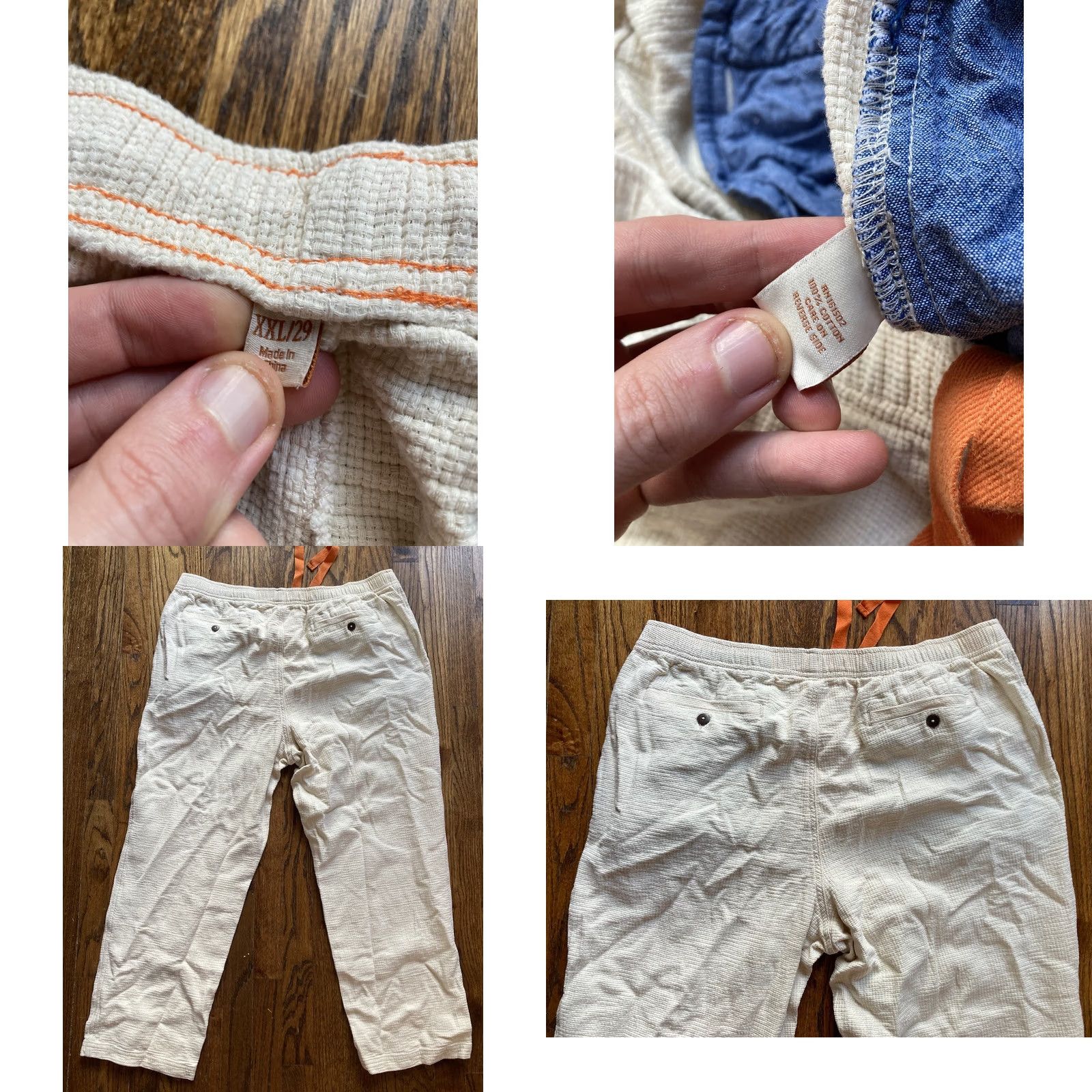 The Territory Ahead Territory Ahead Pants Mens 2XL Ivory Knit Drawstring Lounge Size US 39 - 8 Thumbnail