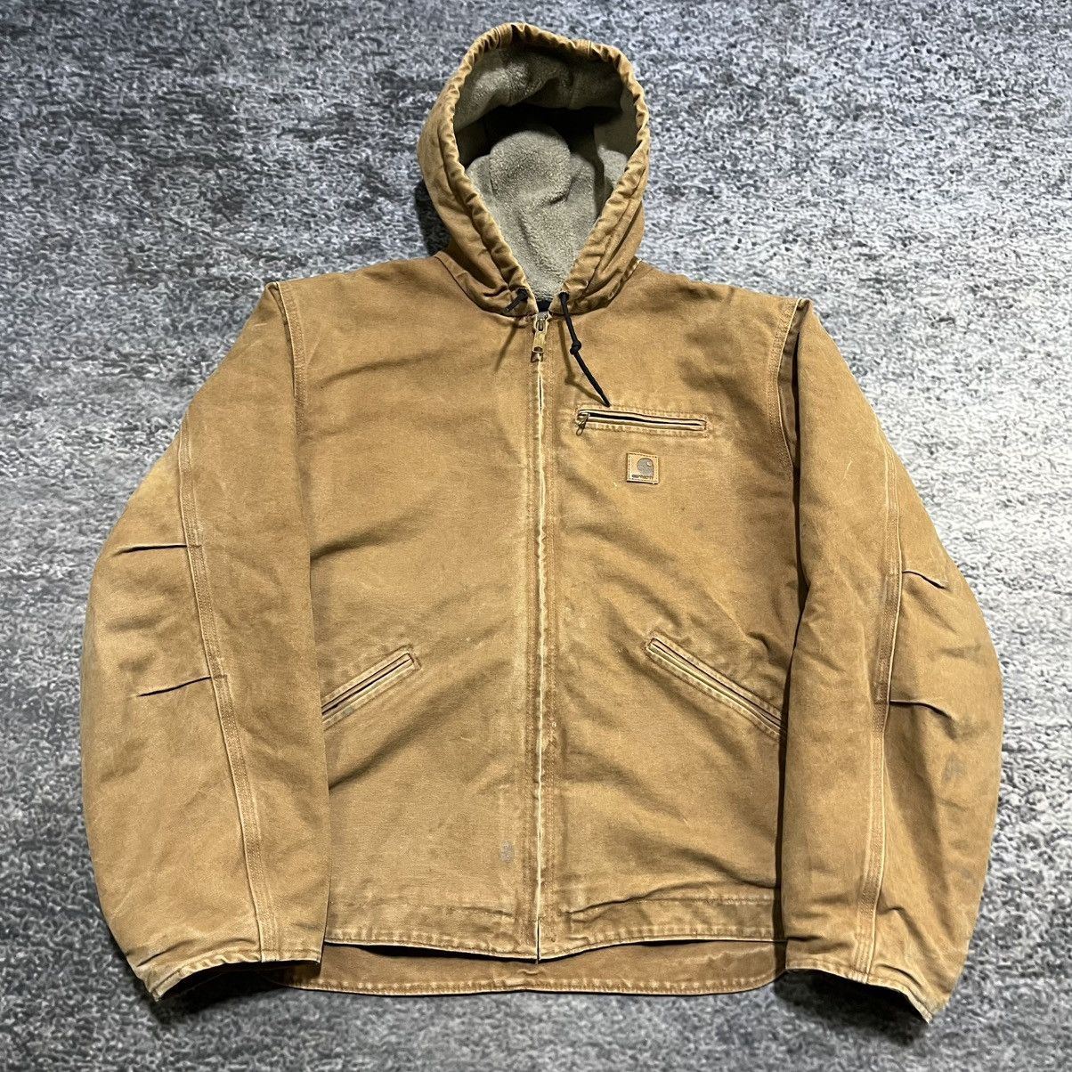 Carhartt VINTAGE FLEECE LINED HOODED CARHARTT CANVAS JACKET TAN XL Size US XL / EU 56 / 4 - 3 Thumbnail