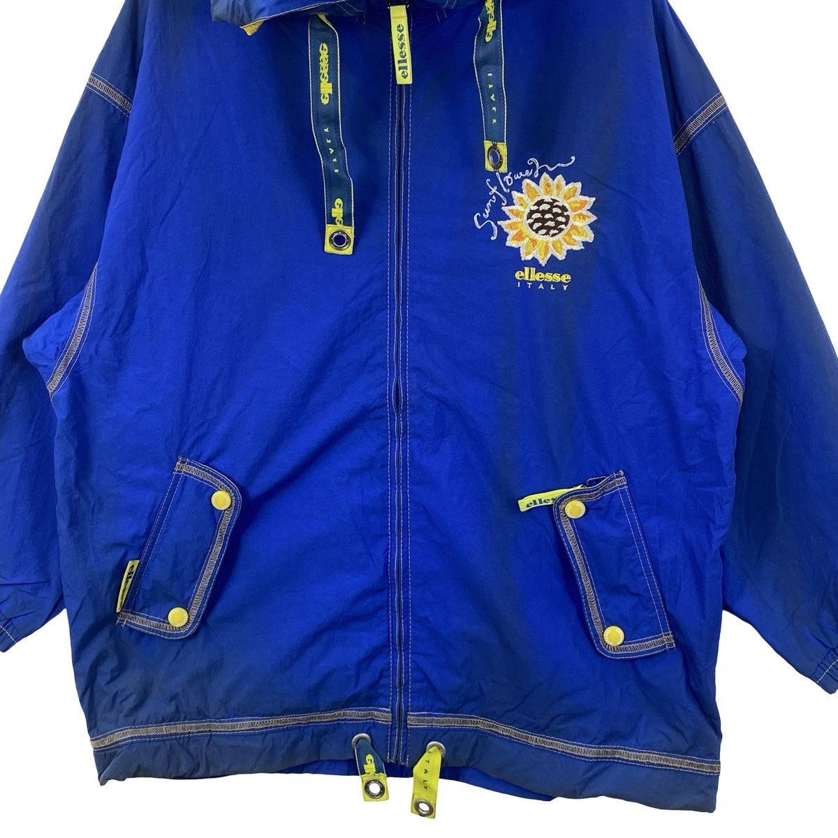 Ellesse Vintage ELLESSE ITALY Sunflower Embroidered Hooded Jacket Size US XXL / EU 58 / 5 - 5 Thumbnail