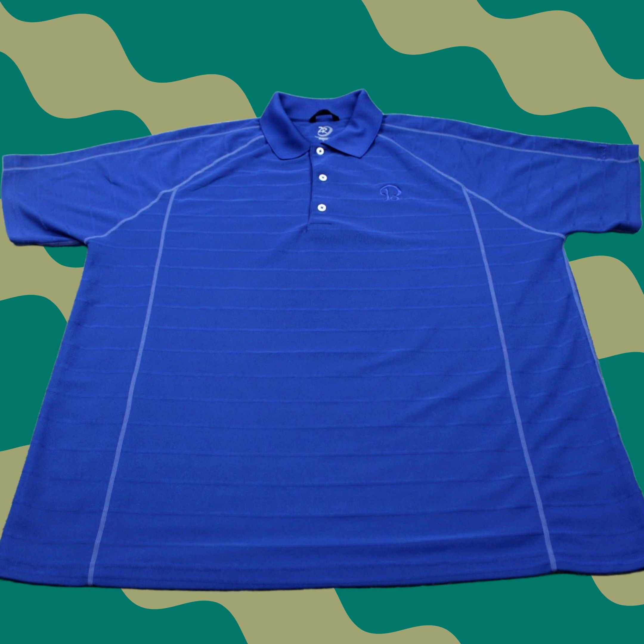 Vintage Zero Restriction Polo Shirt Mens 2XL Blue 100% Polyester Short Sleeve Golf Polo Shirt Polo Mens 2XL Blue Golf Performance Sports Shirt Size US XXL / EU 58 / 5 - 1 Thumbnail
