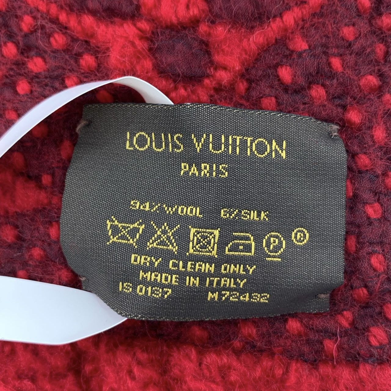 Louis Vuitton Louis Vuitton Monogram Red Wool-Silk Fringe Scarf (126×28cm) Size ONE SIZE - 2 Thumbnail
