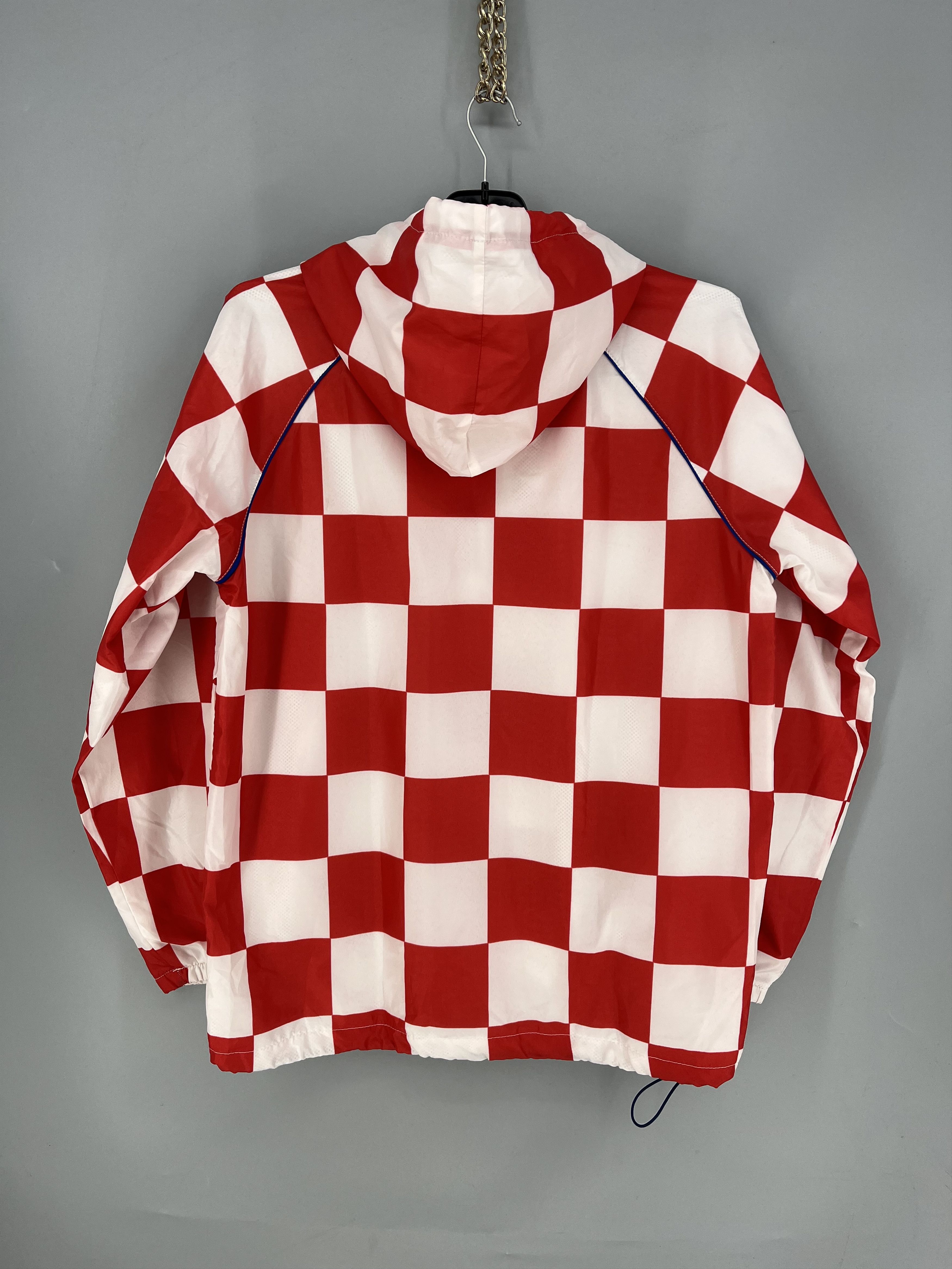Vintage Croatia CroSport Vez Checkered Hooded Windbreaker Jacket Size US M / EU 48-50 / 2 - 12 Thumbnail