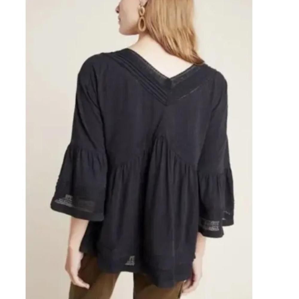 Designer Anthropologie l Bell Sleeve Lace Detail Blouse Size XS Size S / US 4 / IT 40 - 2 Thumbnail