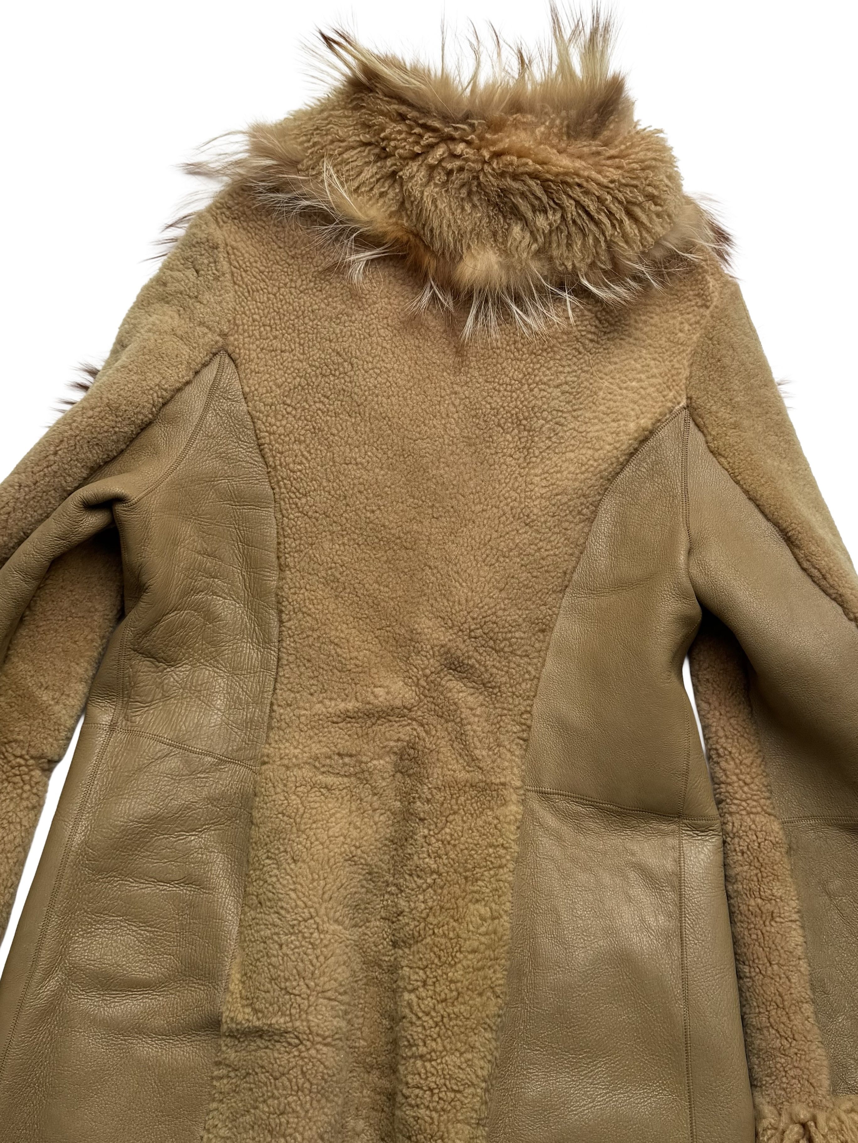 Vintage Vintage Beige Sheepskin Leather Coat Shearling Long Fur Trim Size M / US 6-8 / IT 42-44 - 12 Thumbnail