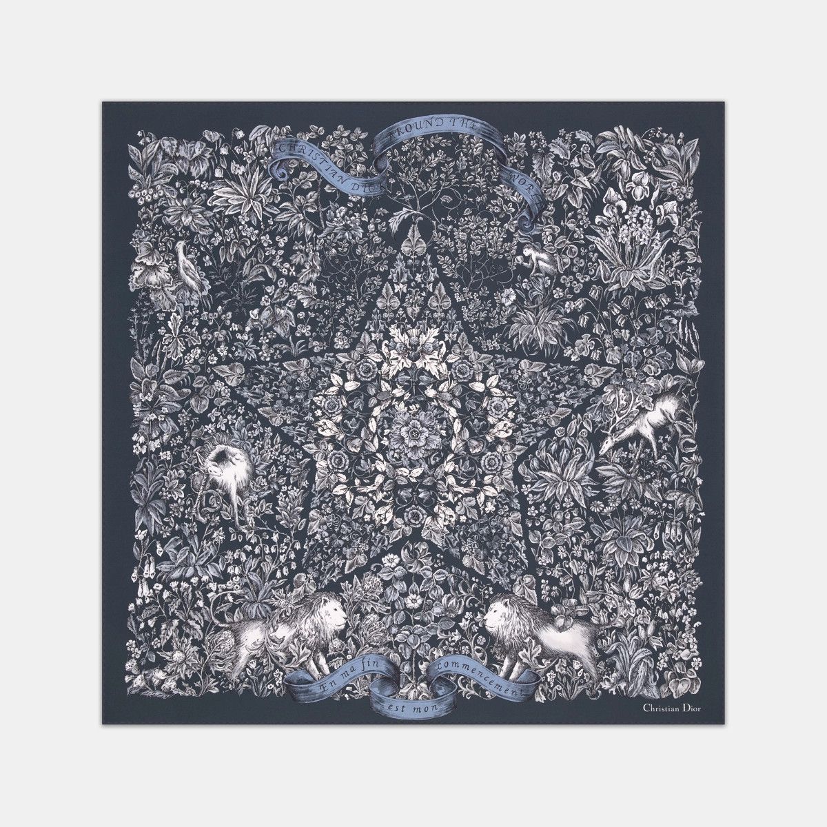 Dior o1bcso1str0226 Size:OS/90 Square Scarf in Nevy Blue/White Size ONE SIZE - 1 Thumbnail