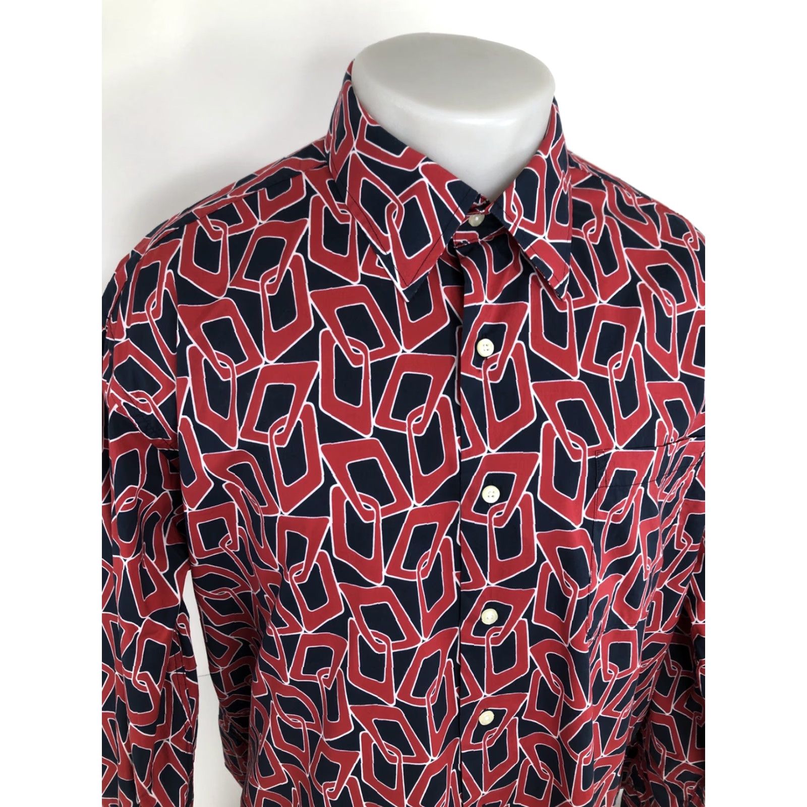 Vintage BULLock & Jones / USA - Abstract chain links Mens XL Shirt - EXCELLENT Size US XL / EU 56 / 4 - 3 Thumbnail