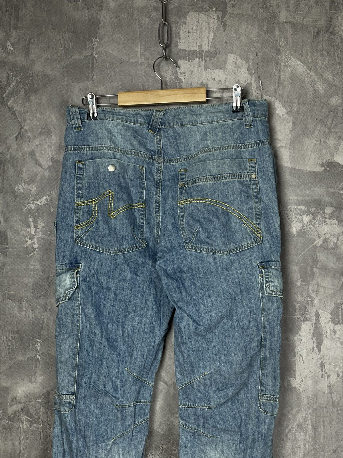 Jaded London × Vintage Sandblast Monster Cargo Denim Baggy Washed Denim Jeans Size US 30 / EU 46 - 9 Thumbnail