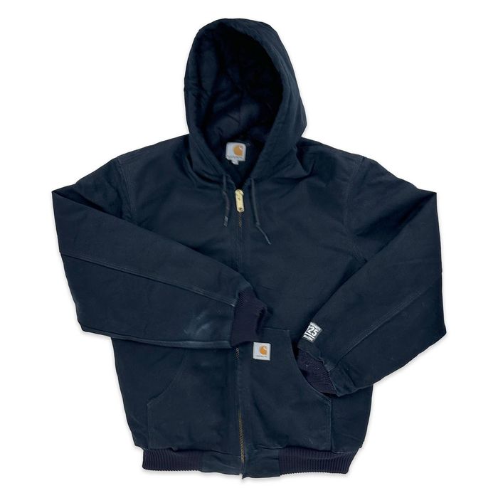 Vintage Carhartt Black Hooded Jacket J140BLK Size Large USA Mens Workwear