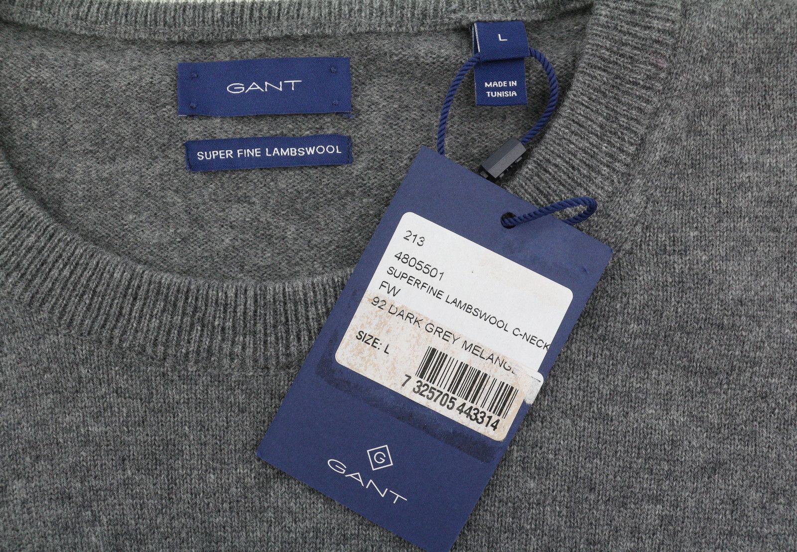 Gant SUPERFINE LAMBSWOOL C-NECK L Dark Grey Melange 88102 Size L / US 10 / IT 46 - 9 Thumbnail