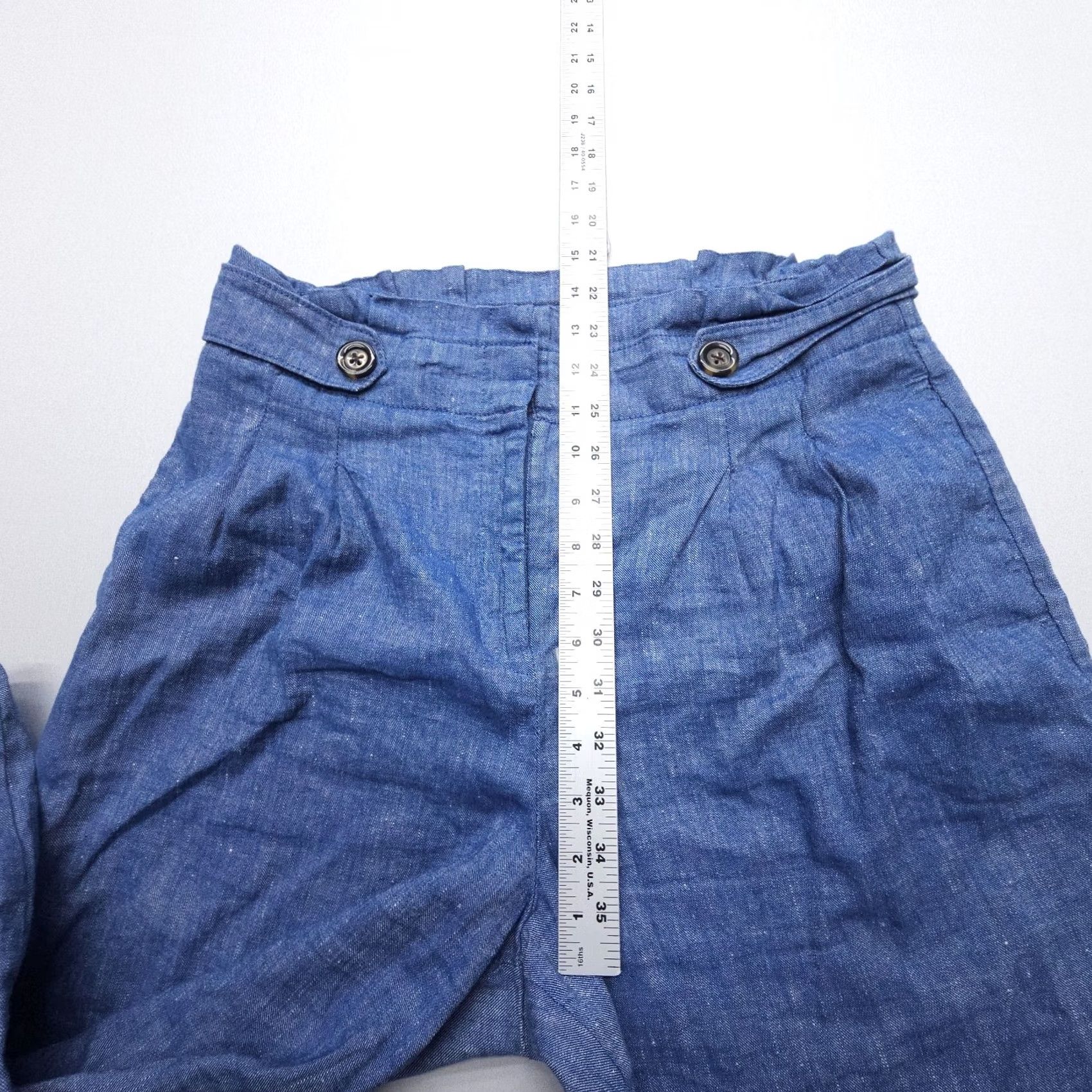 Ann Taylor Ann Taylor Linen Cotton High Rise Relaxed Taper Pants Size 8 Blue Coastal Pleat Size 30" / US 8 / IT 44 - 5 Thumbnail